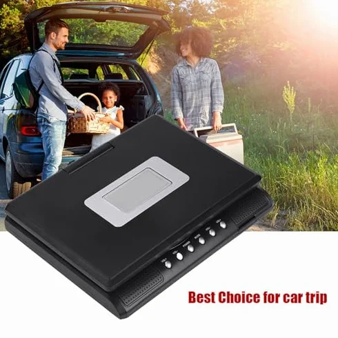 Lettore DVD Portatile da 7 Pollici con Schermo Girevole, Batteria Ricaricabile, Caricabatteria per Auto, Gamepad, Supporta più Formati e Funzione TV (Spina UE)