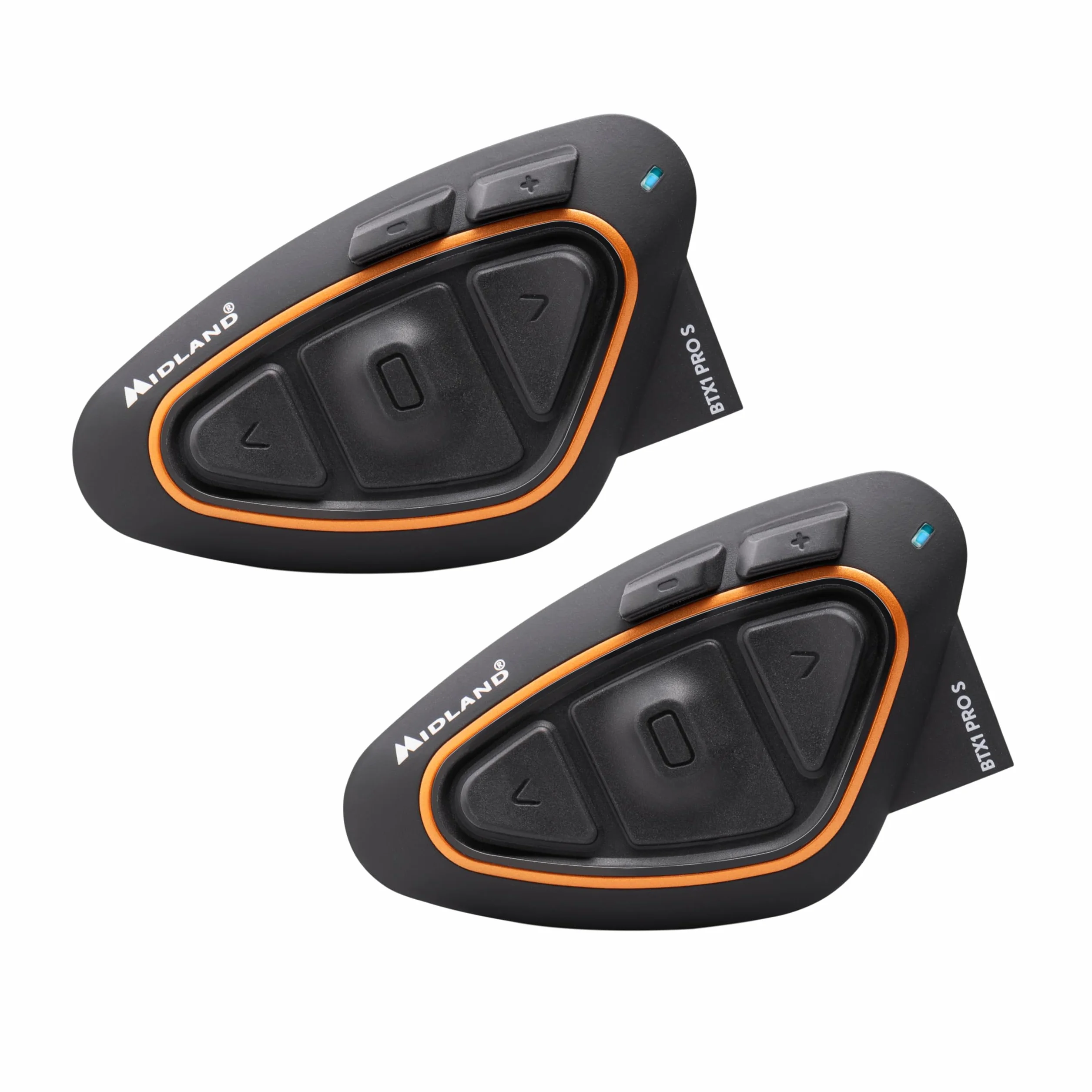 Midland - Interfono Moto Bluetooth Coppia BTX1 Pro S Twin, Auricolari Casco Moto Impermeabili IPX6, Copertura 800m Fino a 4 Persone in Conference - Batteria 23H, Cancellazione Rumore, Radio FM via App
