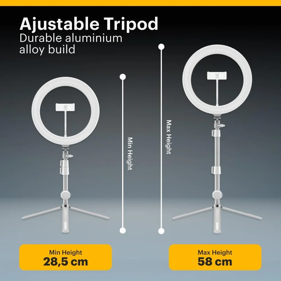 KODAK LED Selfie Ring Light - Treppiede, per Smartphone, Fotocamere DSLR Compatte, Action Cam, con Telecomando, Luminosità e Bilanciamento dei Colori Regolabili, 1600 Lumen - Bianco