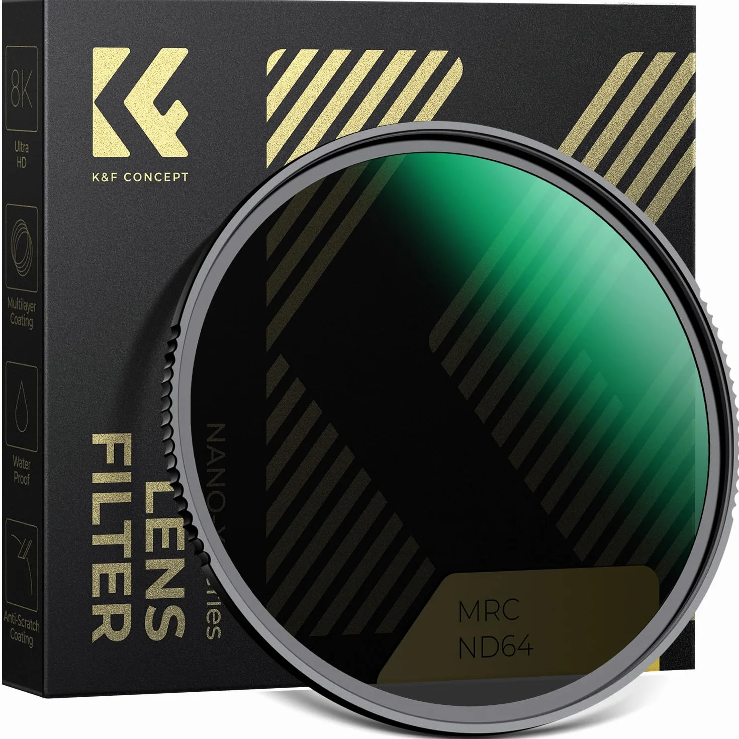 K&F CONCEPT Nano-Xcel Filtro ND64,67mm ND64(6 Stops) Filtro a Densità Neutra In Vetro Ottico HD con Rivestimento Nano a 28 Strati