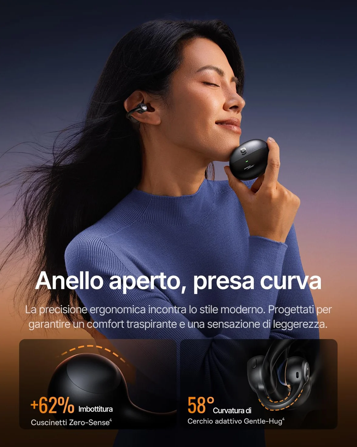 Baseus Inspire XC1 Cuffie Open-Ear, Sound by Bose, Cuffie Bluetooth Cloud Comfort, con Dolby Audio | Hi-Res | Driver Ibrido a 2 Vie | Tweeter Knowles BA, Autonomia 40 h, IP66, AI-Clear Calls