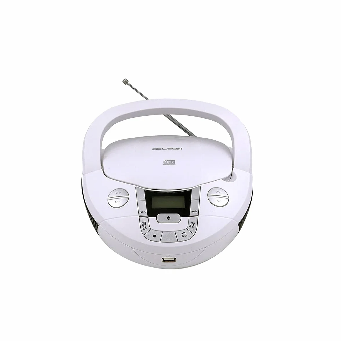 Boombox Radio CD/MP3 con Bluetooth BSL PCD-31 bianco | con 2 W di potenza RMS | Radio FM e USB Lettore MP3 | Display LCD | AUX IN | Uscita cuffie
