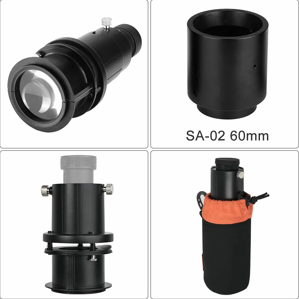 GODOX S30 Attachment +SA-02 Obiettivo 60mm per GODOX S30 LED Video Luce Registrazione Video Fotografia Ripresa Esterna (SA-02)