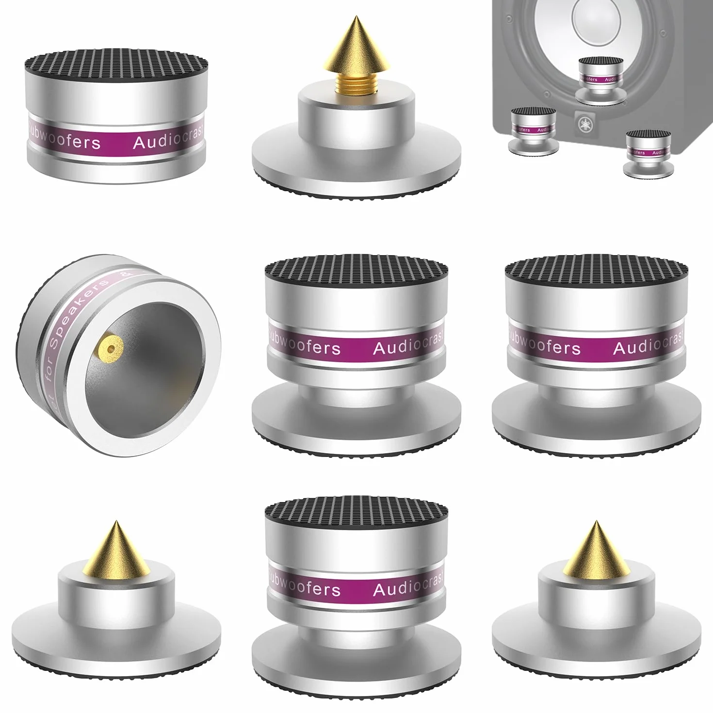 Tertullus Set 4 punte subwoofer regolabili altezza sottobicchieri piedini HiFi altoparlanti carico 50 kg