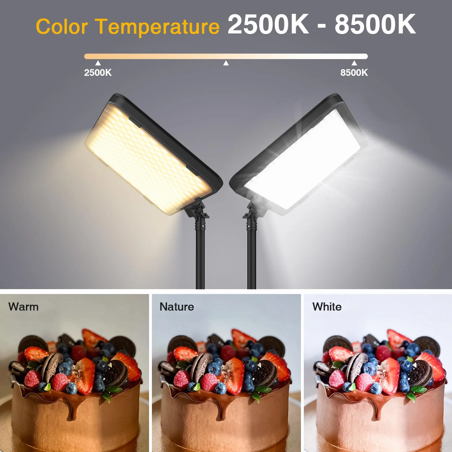 Luce Video Fotografica a Pannello Led Per 63" con Supporto per Treppiede, Obeamiu 20W Luci per Fotografia 2500-8500K Luce Illuminazione per Foto Video Trucco Youtube Tiktok Autoritratto Streaming Live