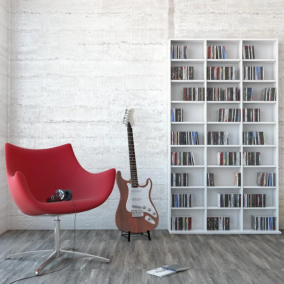 Vicco Scaffale porta cd Jukebox, Bianco, 102 x 178 cm