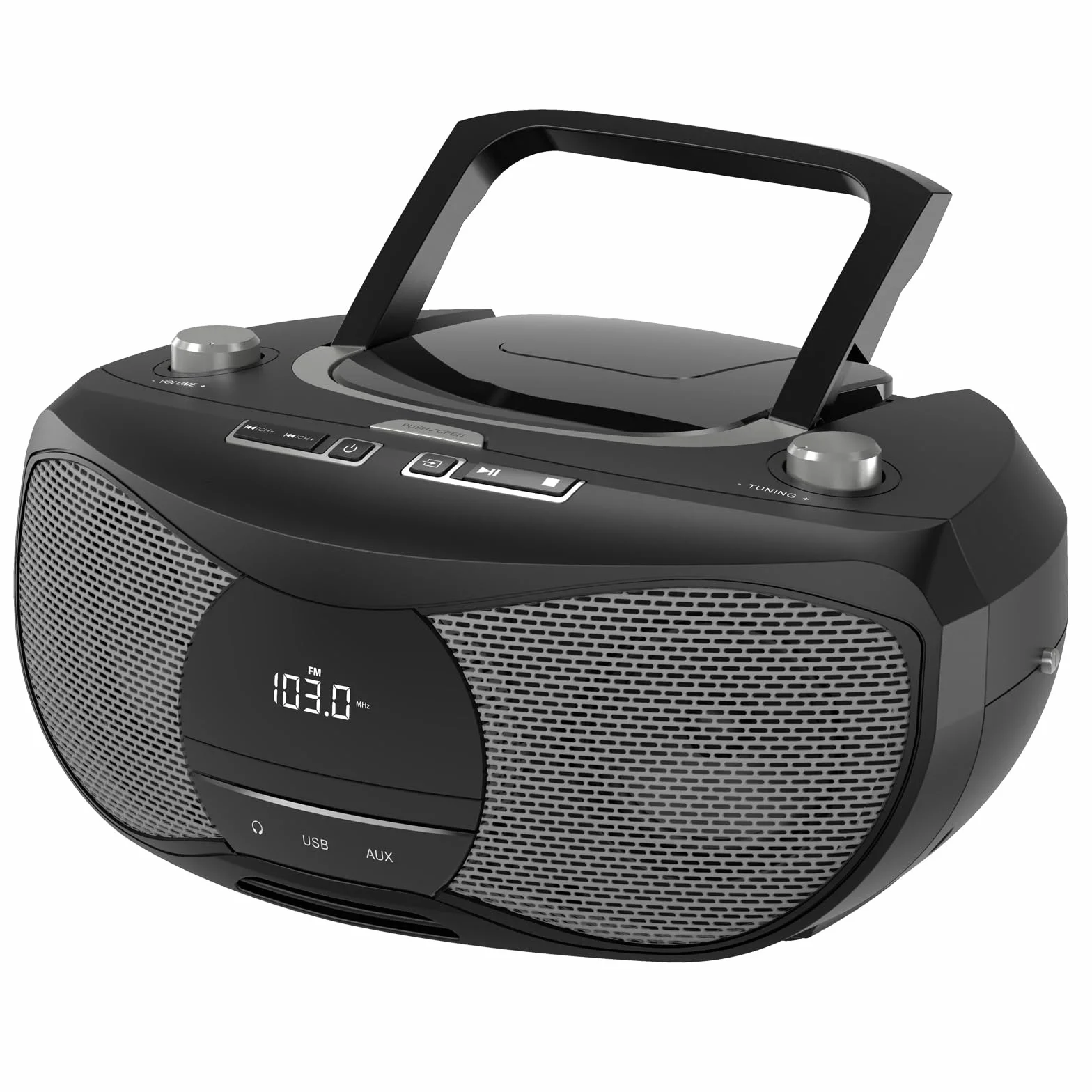 LONPOO Stereo Lettore CD portatile Bluetooth Boombox Connettività Radio FM, USB, AUX, Uscita cuffie, 5W RMS HiFi Altoparlanti (LP-D12)