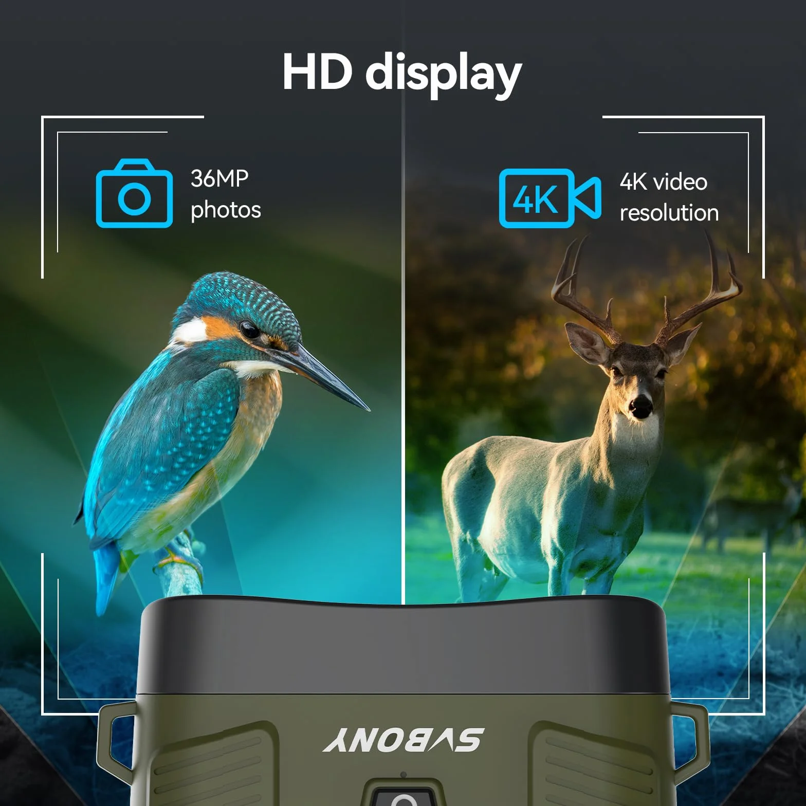 Svbony 4K Binocolo Visione Notturna, 8X Zoom Digitale Goggles di Visione Notturna, 5000mAh Batteria Ampio Schermo 3'' Binoculare Visione Notturna, 32GB Scheda Osservare Fauna Selvatica Cacciare