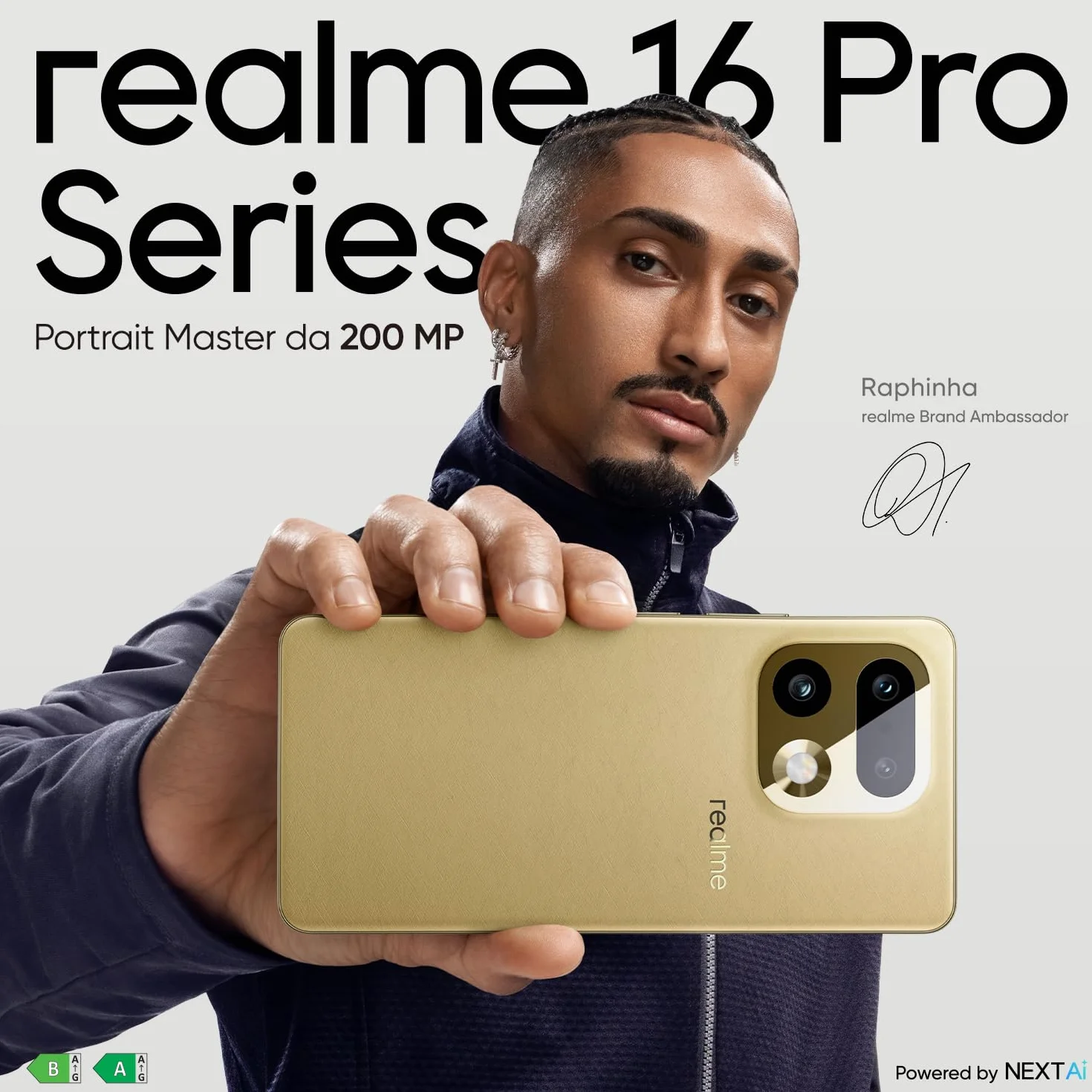 realme 16 Pro+ 5G Smartphone, 12+512GB, Fotocamera 200MP OIS, Obiettivo Ritratto 50MP, Batteria 7000mAh, Display Curvo 6,8" 144Hz, Ricarica 80W, Funzioni AI, Dual SIM, Grigio(con Adattatore)