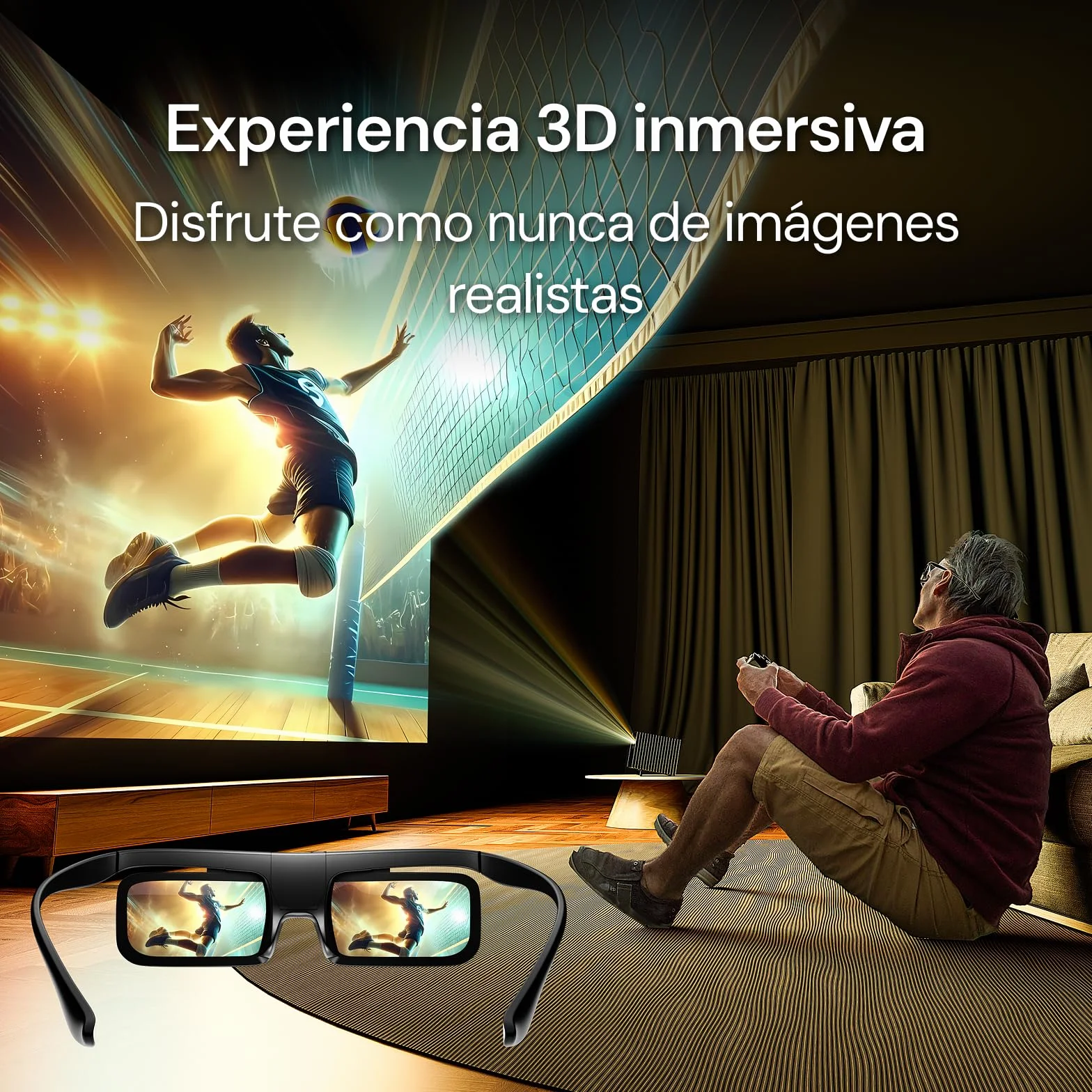 Occhiali DLP Link 3D, occhiali ricaricabili con otturatore attivo compatibili con VisionMaster Max/ Pro2/ Pro, StreamMater Puls2/ Puls e altri proiettori DLP-Link 3D (confezione da 2)