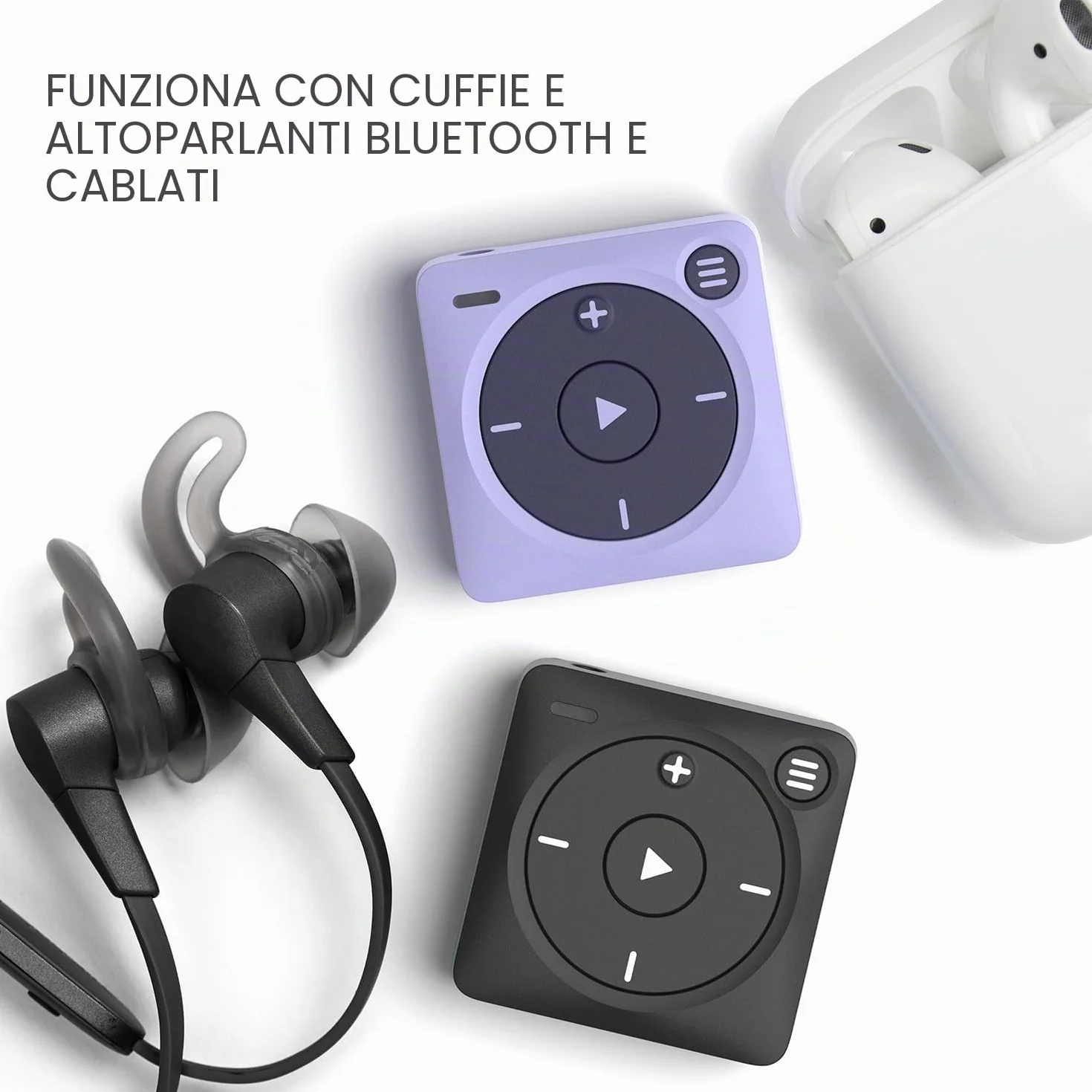 Mighty 3 Amazon Music Player – Musica offline senza schermo per bambini e fitness, cuffie Bluetooth e con filo, non è necessario telefono o Wi-Fi per la riproduzione - Nero