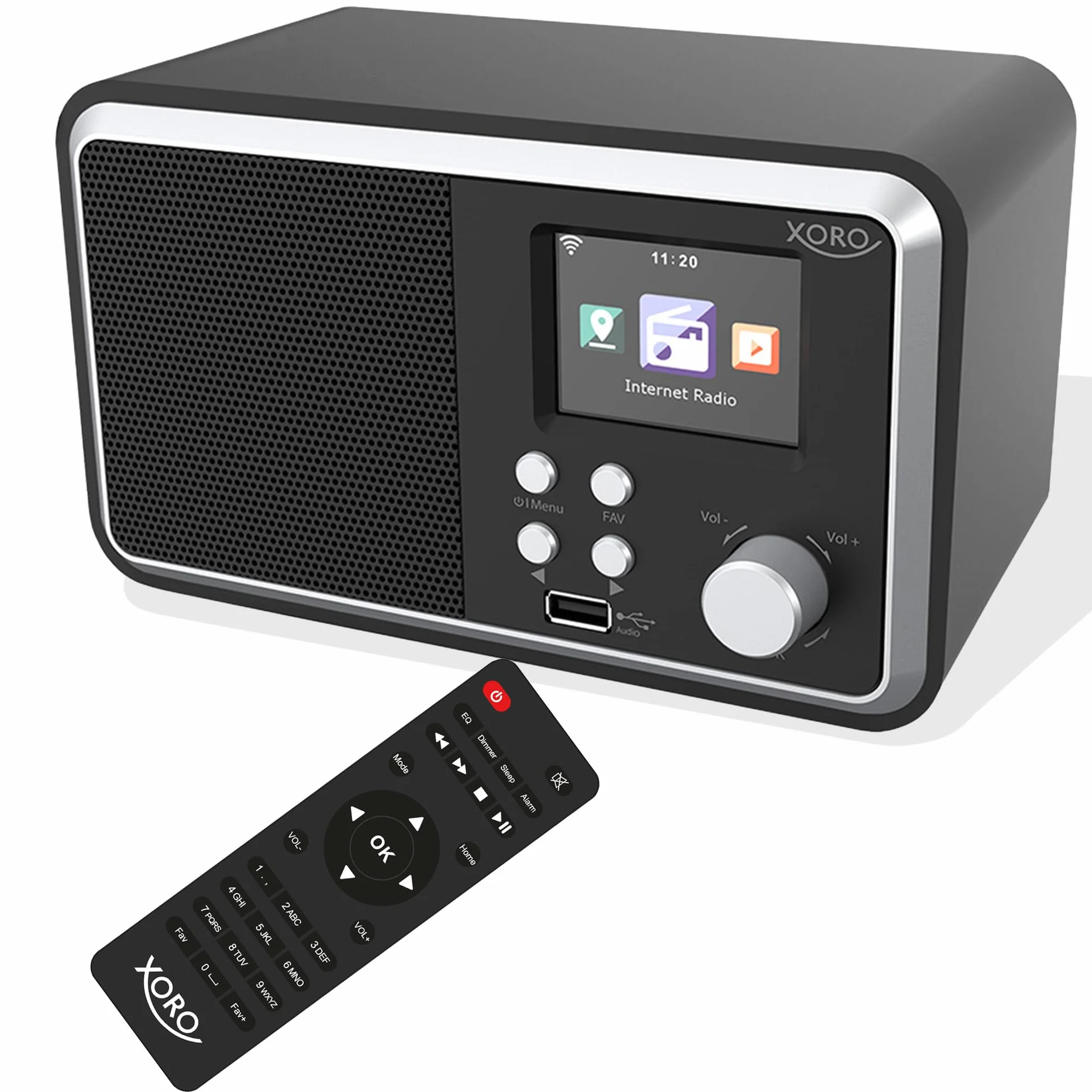 XORO DAB 300 IR Radio Internet Wi-Fi Digitale con Display 2,4", Bluetooth 5.2, FM/DAB+, Sveglia, Nero