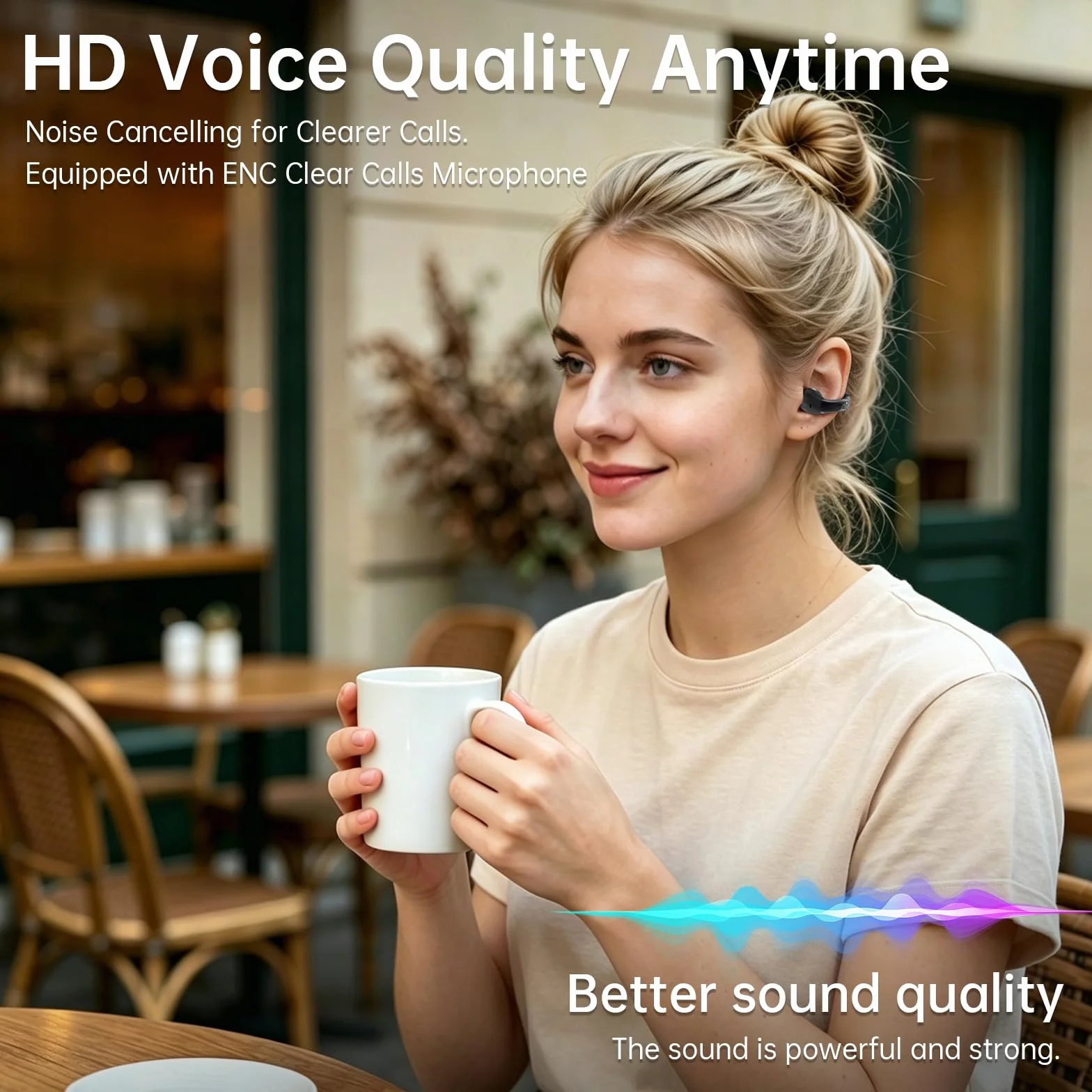 Cuffie Bluetooth 6.0 con clip, auricolari aperti con pulsanti fisici e microfono ENC, vestibilità sicura per corsa e allenamento, audio HiFi, 32 ore di riproduzione