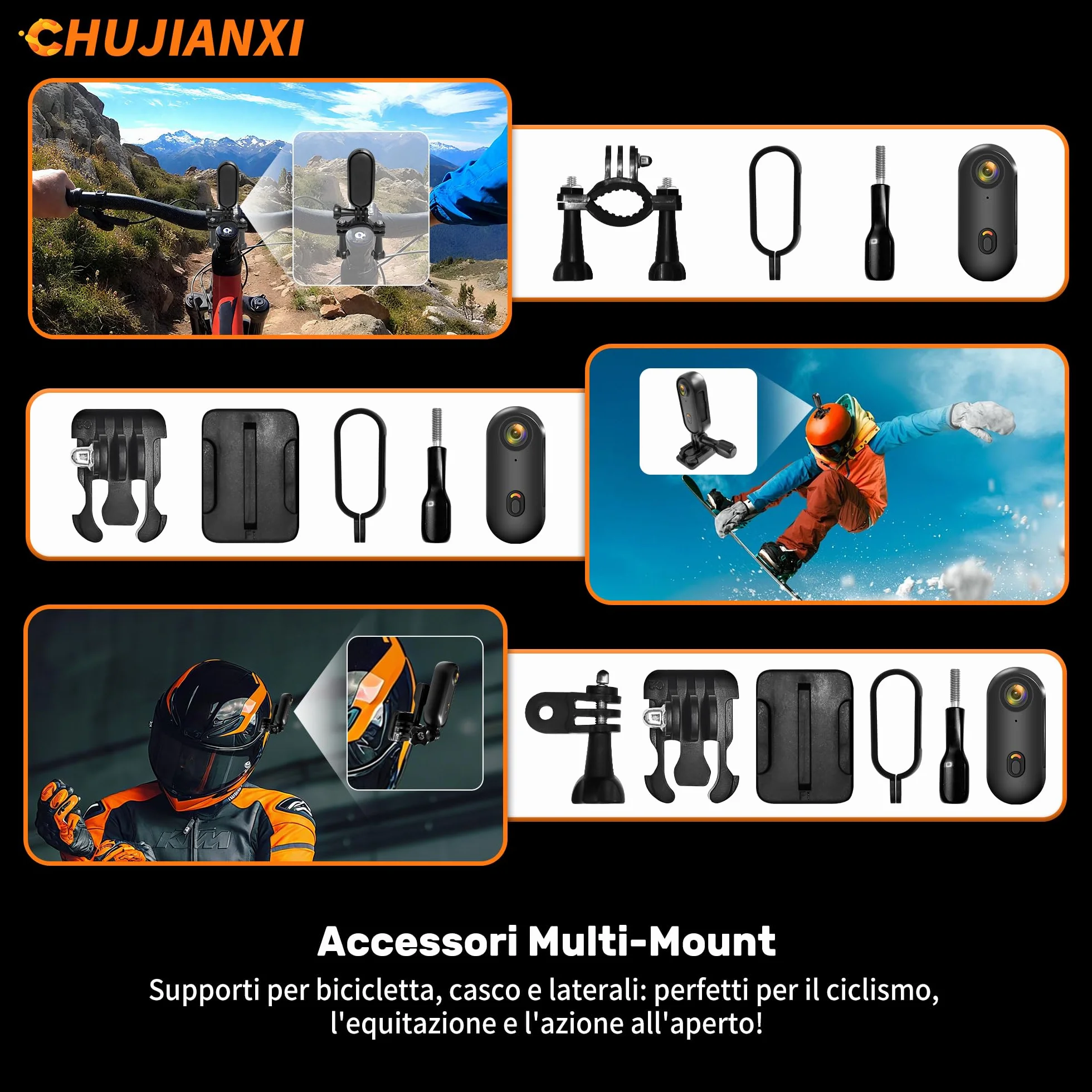 2026 nuovamente migliorata Action Cam 4K (64GB),Body Cam WiFi,Casco Cam Portatile,Fotocamera Indossabile per Casco,Videocamera da Pollice Sott'acqua 30 m,Bodycam POV per Moto Bici Sci Surf Alpinismo