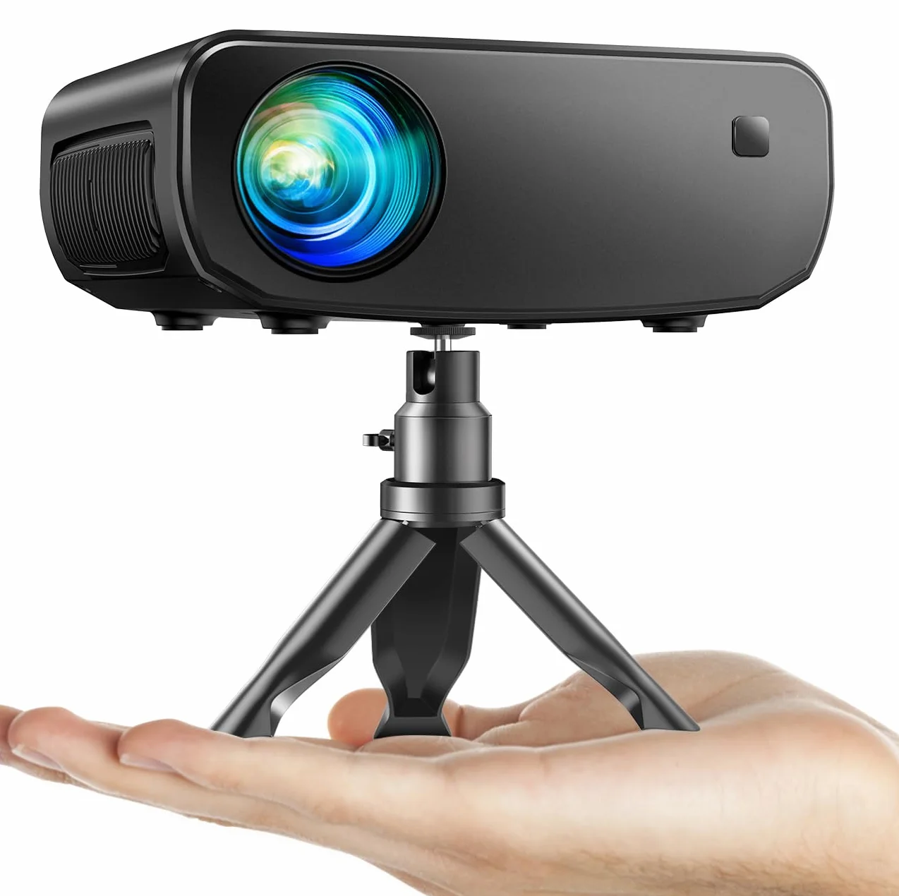 Proiettore, ELEPHAS 2024 WiFi Mini Proiettore, 15000 Lux 1080P HD compatibile con iOS/Android/Tablet/HDMI/TV Stick/USB (treppiede inclusi)