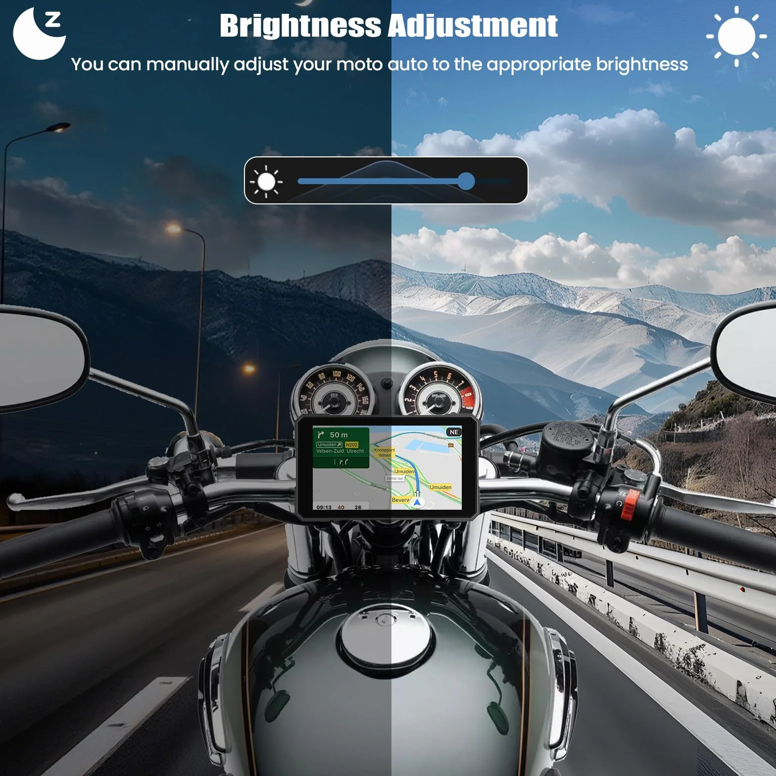 [2026 NOVITÀ] CAMECHO 5 pollici Touchscreen Wireless Carplay Moto con rilevamento della pressione dei pneumatici, GPS Moto Auto con CarPlay wireless Android Auto Bluetooth IP67 impermeabile 12V
