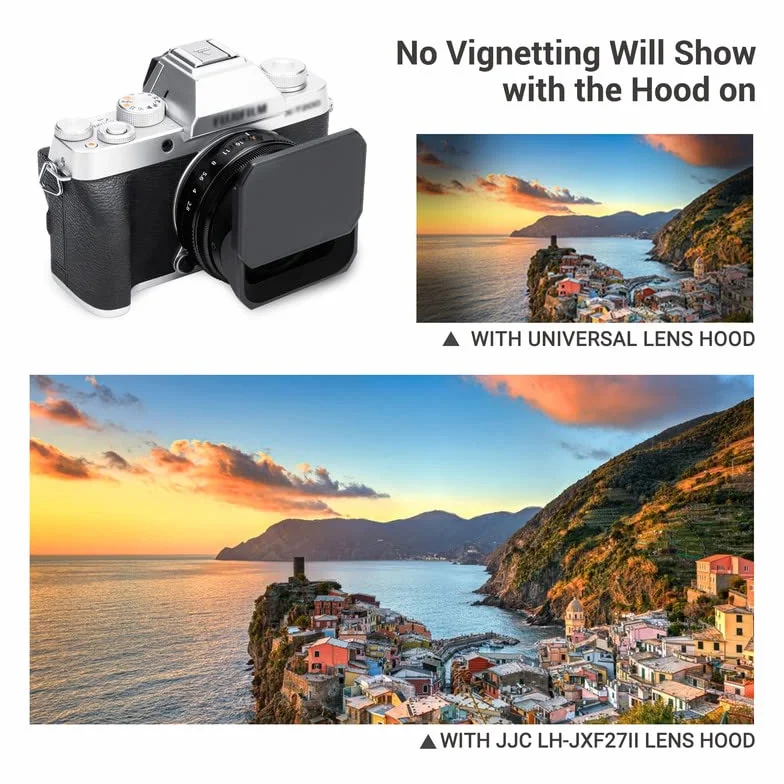 JJC LH-XF27 Paraluce in Metallo con Cappuccio per FUJIFILM XF 23mm XF 27mm F2.8 R WR, Sostituisce il Paraluce Originale Fujifilm LH-XF27, Riduce il Bagliore Dell'obiettivo - Protegge L'obiettivo