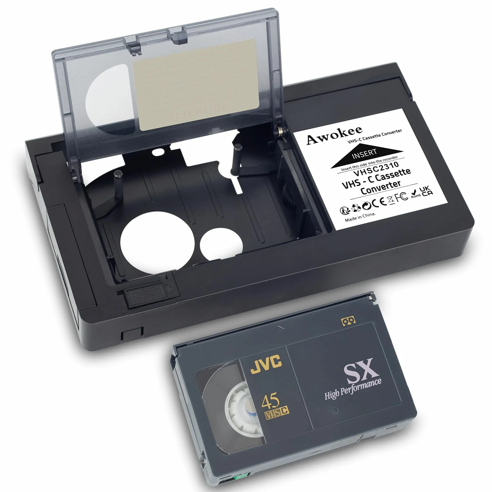 Adattatore per Cassette VHS-C Compatibile con videocamere VHS-C SVHS JVC RCA Panasonic convertitore di Cassette VHS motorizzato (Non Compatibile con 8mm / MiniDV / Hi8)