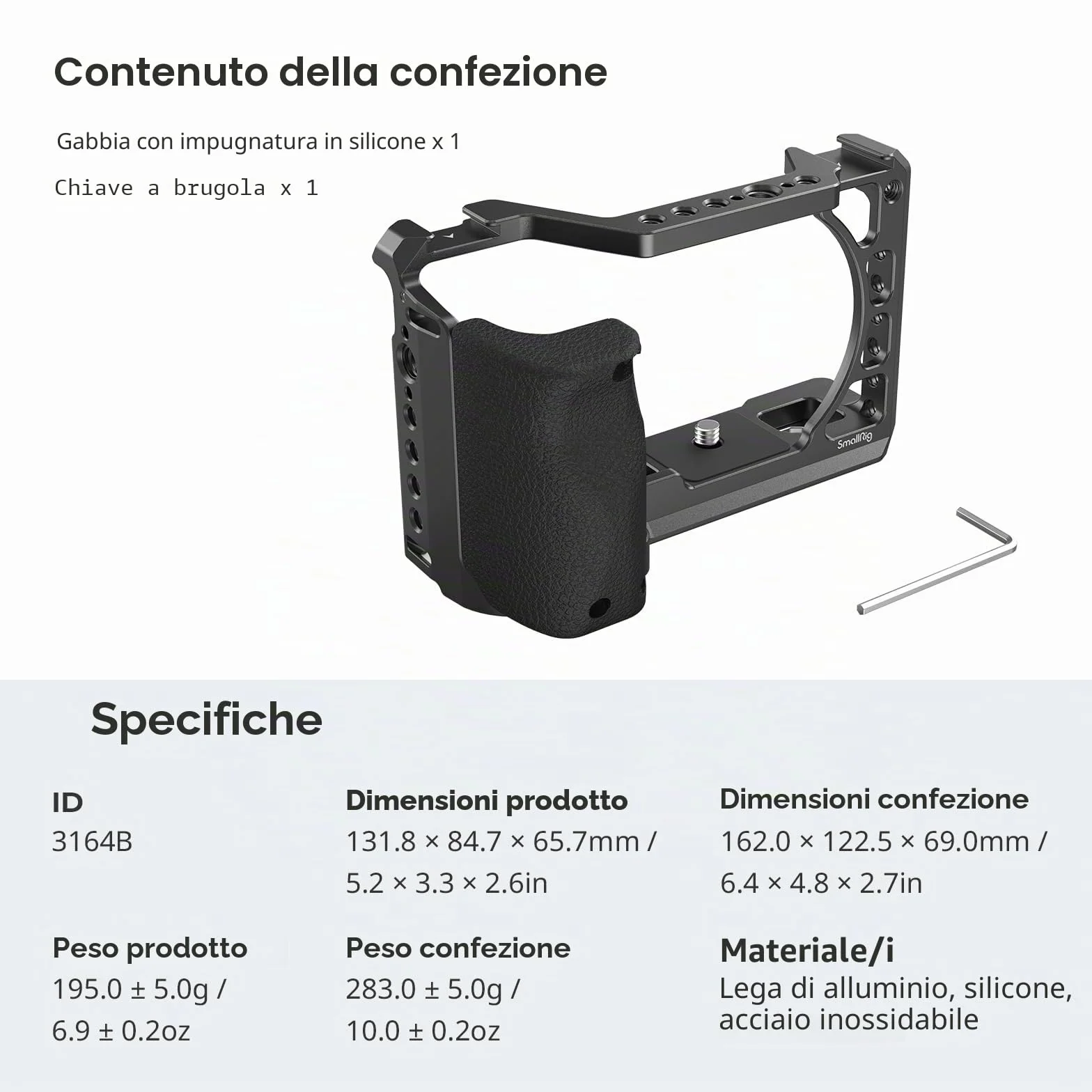 SMALLRIG Cage con Impugnatura in Silicone per Sony A6100 / A6300 / A6400-3164B