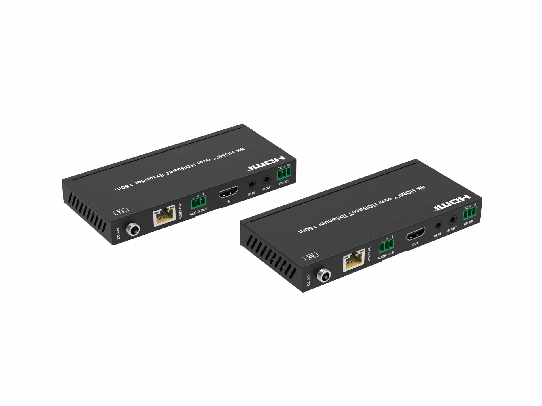 Kit di estensione HDMI 8K su CAT6 - HDBT 40Gbps HDMI 2.1 HDCP 2.3, 4K a 120Hz, 8K@30Hz, IR/RS-232/PoC bidirezionale, HDR10+, Dolby Vision, deincorporamento audio