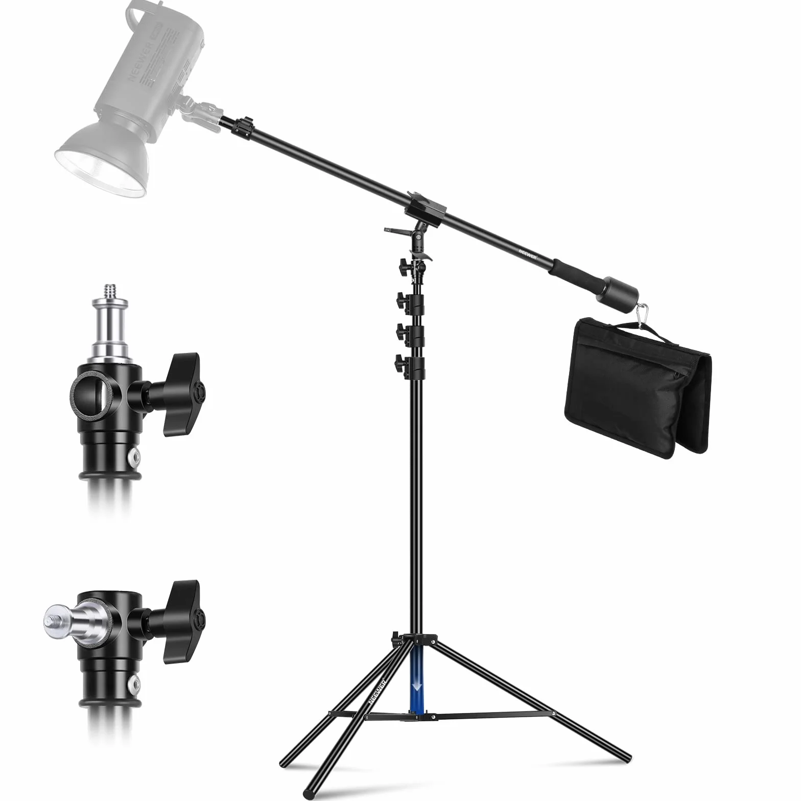 NEEWER Supporto per Luci in Alluminio, Supporto Fotografico Regolabile 9,8 Piedi/3 Metri, Braccio a Braccio, Contrappeso, ecc, Vite 1/4" per Softbox, Luce Studio, Flash, Ombrello, Max:5kg