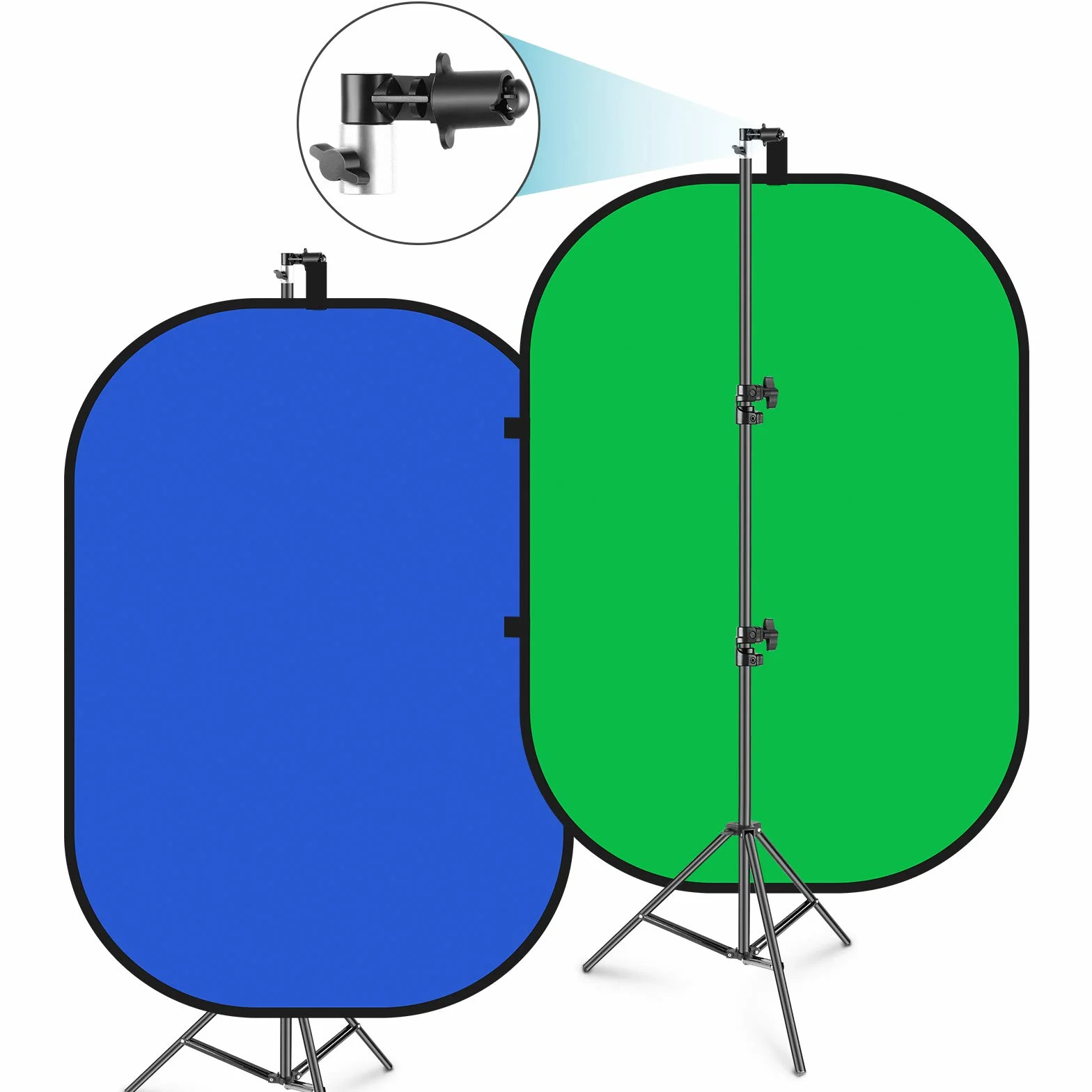Neewer 5 x 7 ft/1,5 x 2 m - Sfondo cromato pieghevole, con supporto da 8,5 ft/2,6 m, pannello di sfondo verde blu verde reversibile 2 in 1 per studio fotografico, streaming live, videochiamate, giochi