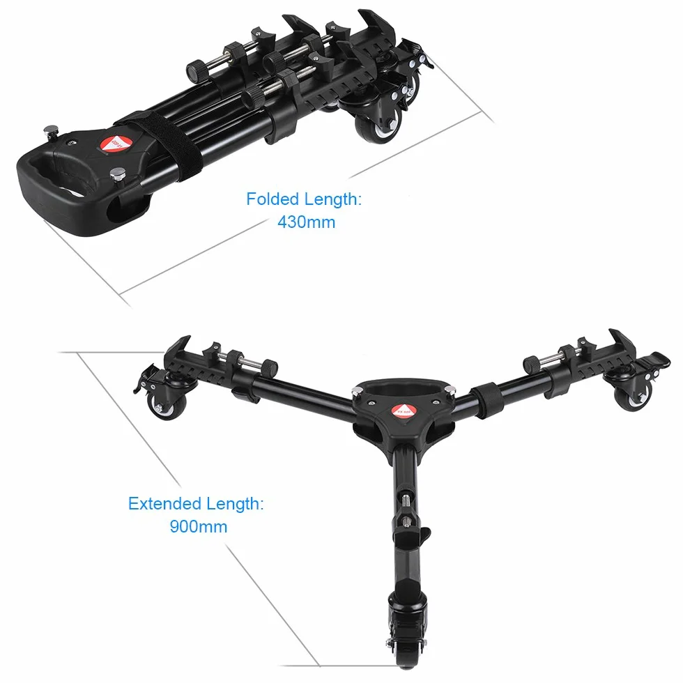 Photography Professional - Treppiede universale pieghevole con ruote in gomma e supporti regolabili per fotocamere Canon, Nikon, Sony, DSLR, videocamere, video illuminazione, portata massima 20kg