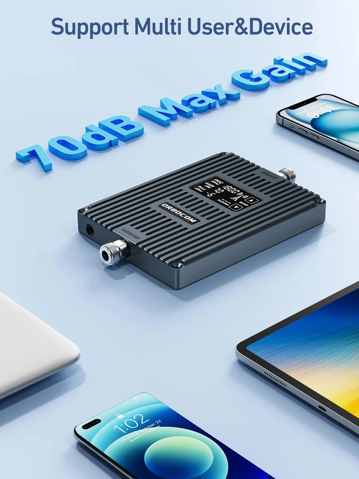 Amplificatore Segnale Cellulari Supporta le Bande 1/3/7/8/20 Ripetitore Segnale Cellulare 5G 4G 3G LTE GSM Per Tutti Gli Operatori Come TIM Tre - Display LCD Ad Alta Definizione