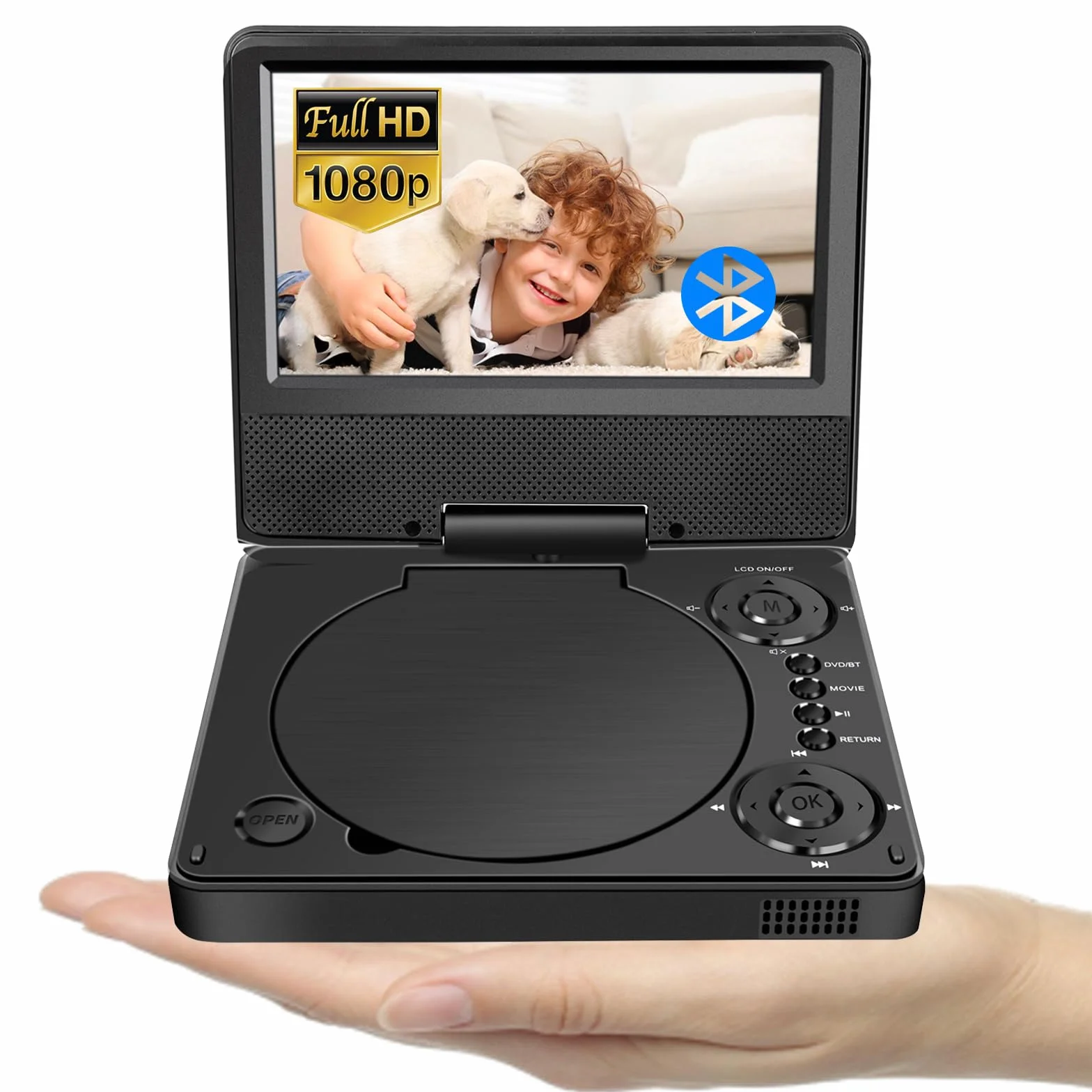 YOOHOO Lettore DVD portatile Bluetooth 9,5" HD per bambini