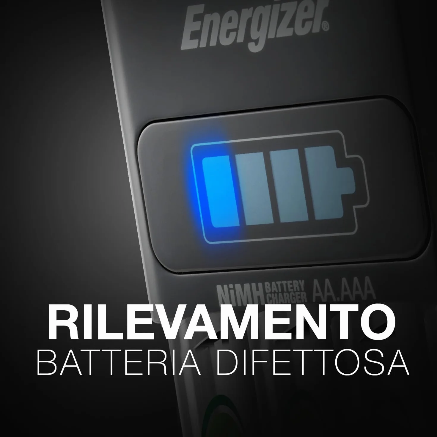 Energizer Carica Batterie Ricaricabili AA e AAA NiMH - Include 4 Pile AA 2300 mAh - la ricarica completa in 1 ore - funzioni di spegnimento di sicurezza automatico