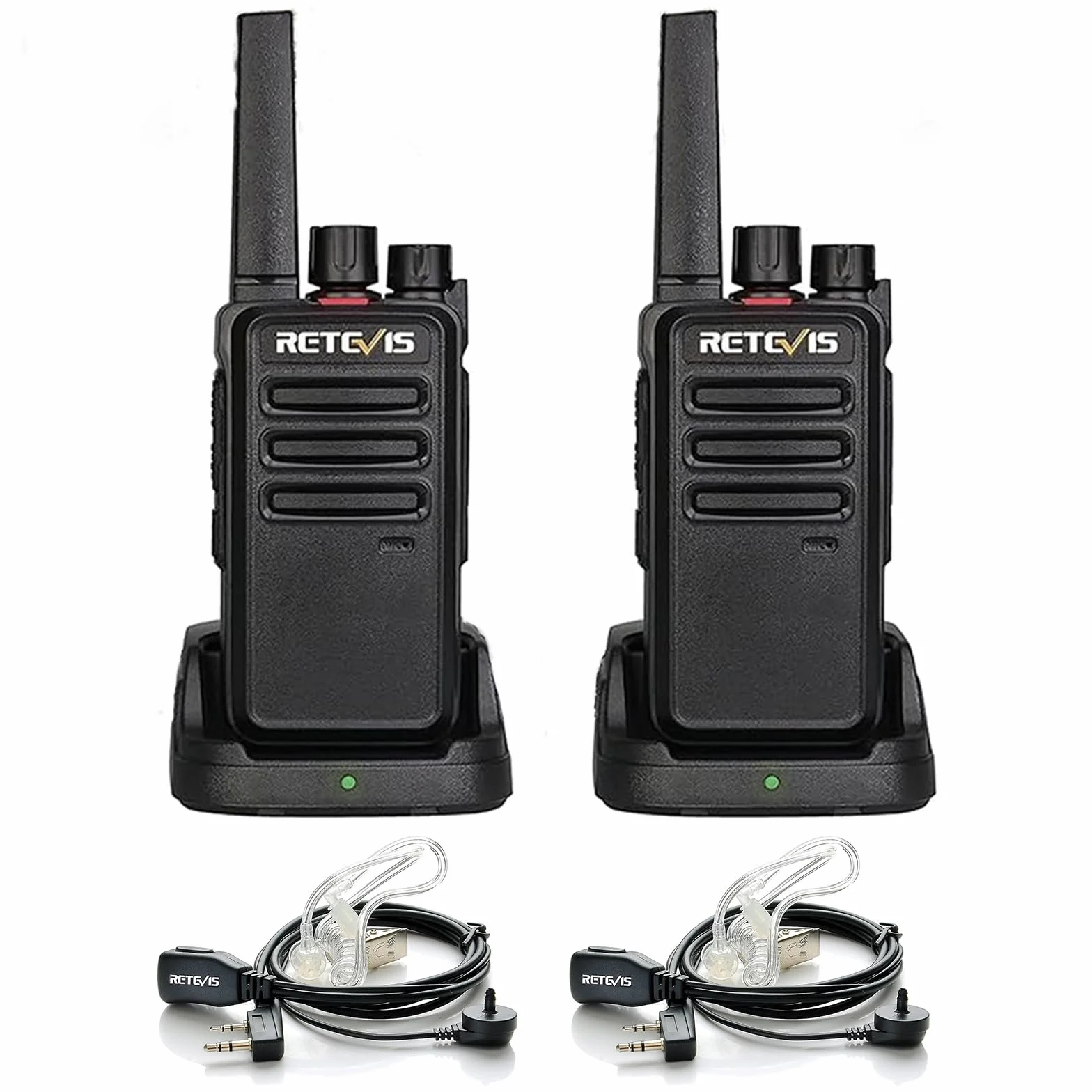 Retevis RT668 Walkie Talkie Professionali, Ricetrasmittenti PMR446, 1200mAh, VOX, Anticaduta, Antipolvere, Walkie-Talkie con Auricolareper per Sport All'aria Aperta,Escursionismo (Nero, 2 Pezzi)