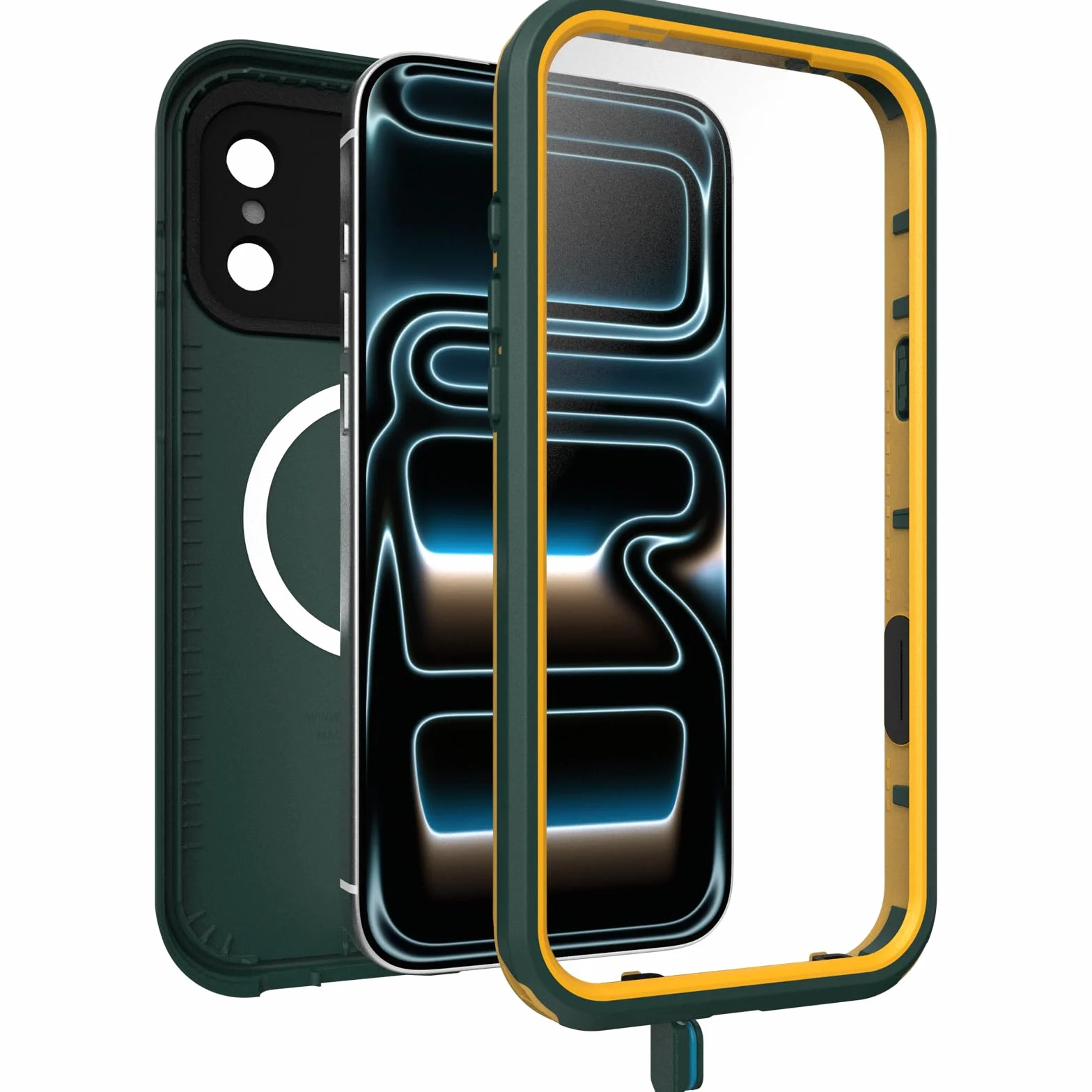 OtterBox Frē Series MagSafe cover per iPhone 17 Pro Max, resistente a acqua (IP68), shock, cover con protezione schermo integrata, 5x vs norme MIL-STD 810G, Verde
