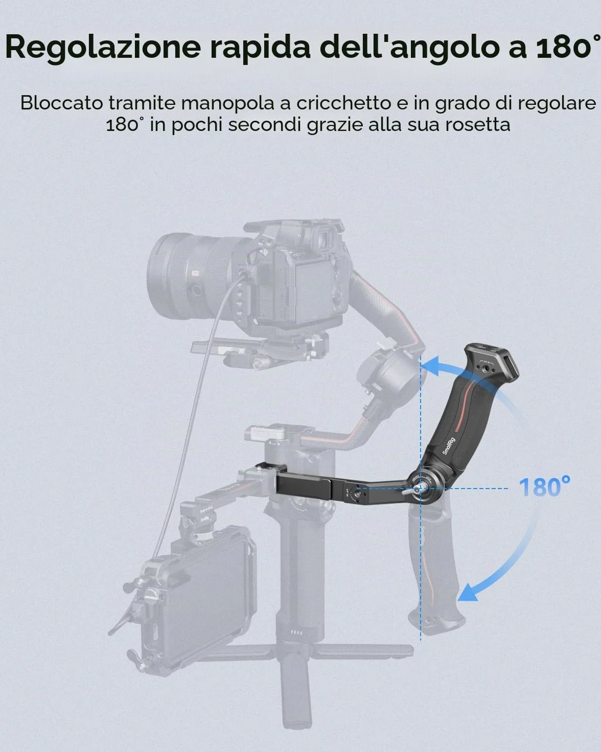 (Nuova Versione) SMALLRIG Impugnatura Regolabile per DJI RS 4 mini/Pro/RS 4, RS 3 mini/Pro/RS 3, RS 2 / RSC 2, Carico 8 kg / 17,6 LB, Impugnatura Ergonomica per Riprese ad Angolo Basso - 3028D