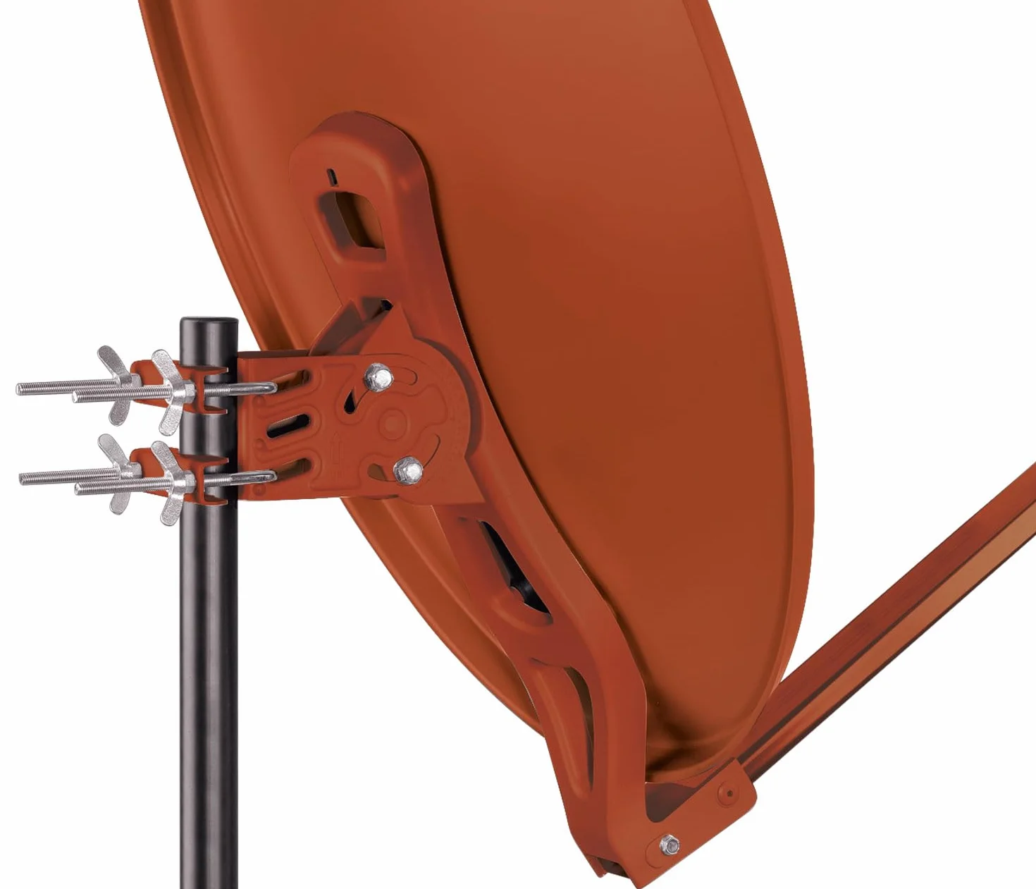 SCHWAIGER 265 Antenna satellitare 88cm Antenna SAT in alluminio Impianto satellitare Offset Antenna LNB Braccio di supporto Montaggio su palo Specchio satellitare Rosso mattone
