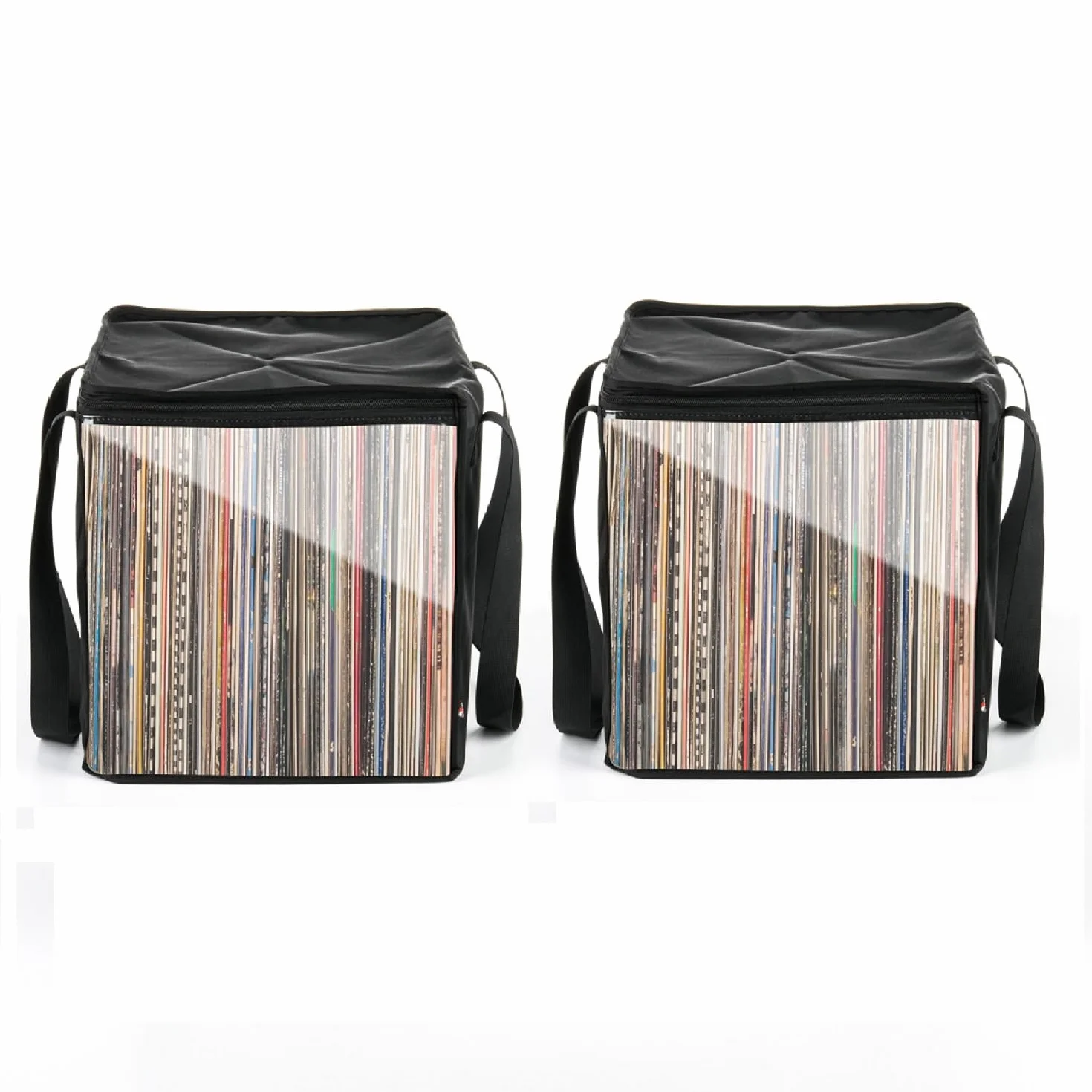 Borsa per Trasporto di Dischi in Vinile, Custodia Portatile per Dischi in Vinile, Organizer per Dischi con Coperchio Scatola Porta Raccolta per Contenere Fino A 50 Dischi LP