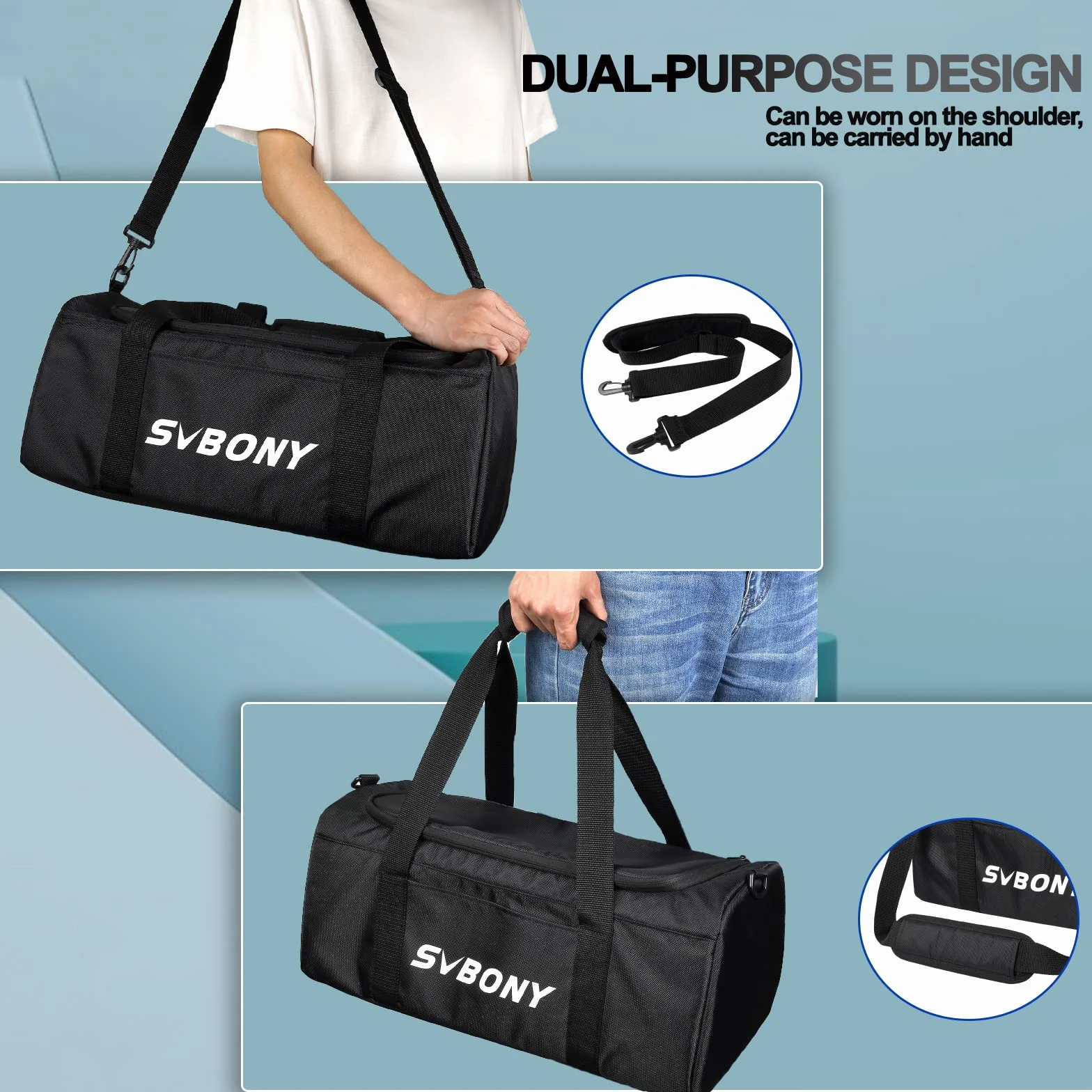 SVBONY SV212 Teleskoptasche, Gepolsterte Mehrzweck Tragetasche Verstellbarer Schultergurt Passend für Teleskop und Zubehör, Nero, Tessuto Oxford 1680D e PVC