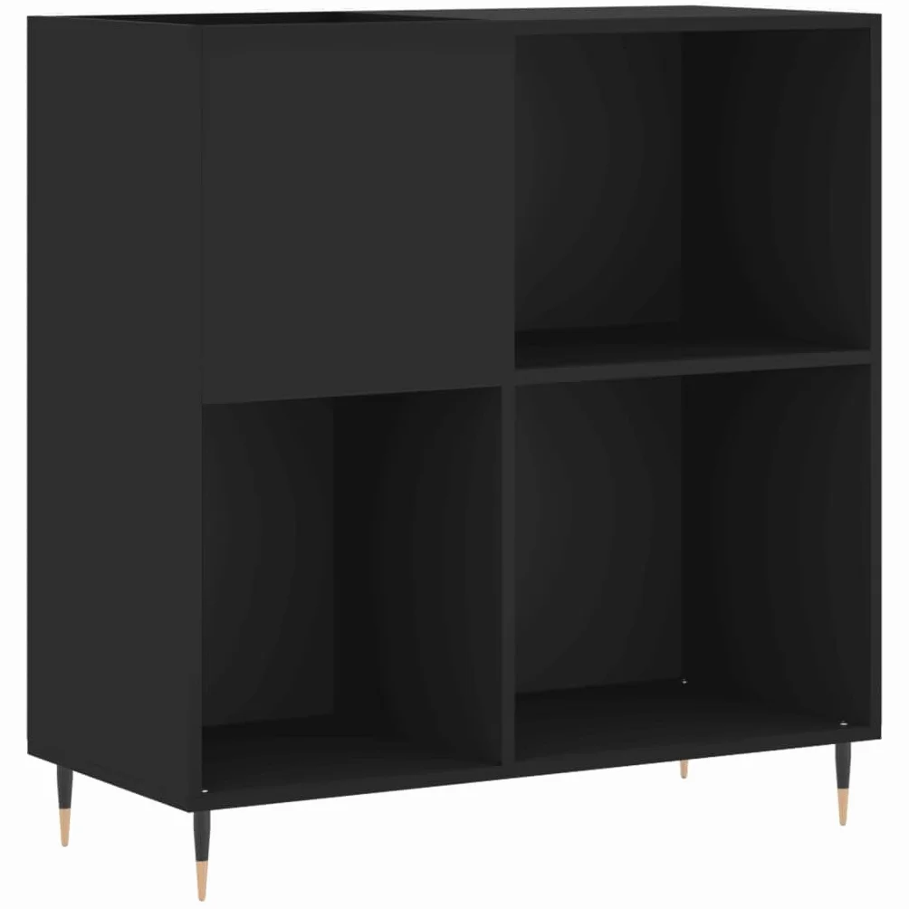 Scaffale Legno Multistrato 84,5x38x89 cm - Porta Dischi, CD e Vinile - Libreria Stretta - Mobile Salotto - Mobiletto TV - Nero