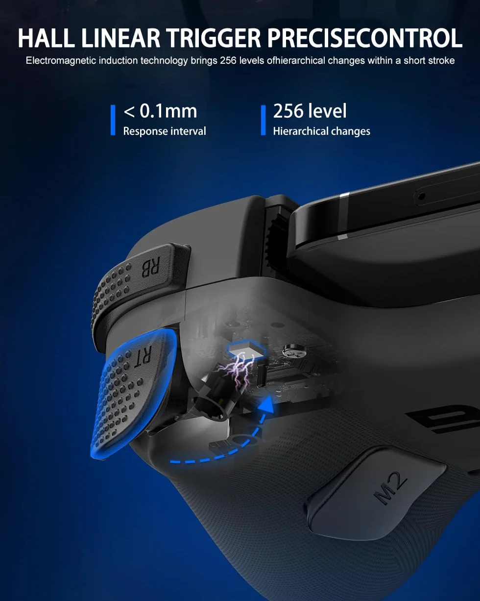 Bluetooth Mobile Game Controller for Nintendo Switch 2 & iOS & Android & Tablets, Wireless Gamepad Grip with Hall Effect Trigger Joystick, Ergonomic Phone Controller for iPhone, iPad Pro, Samsung