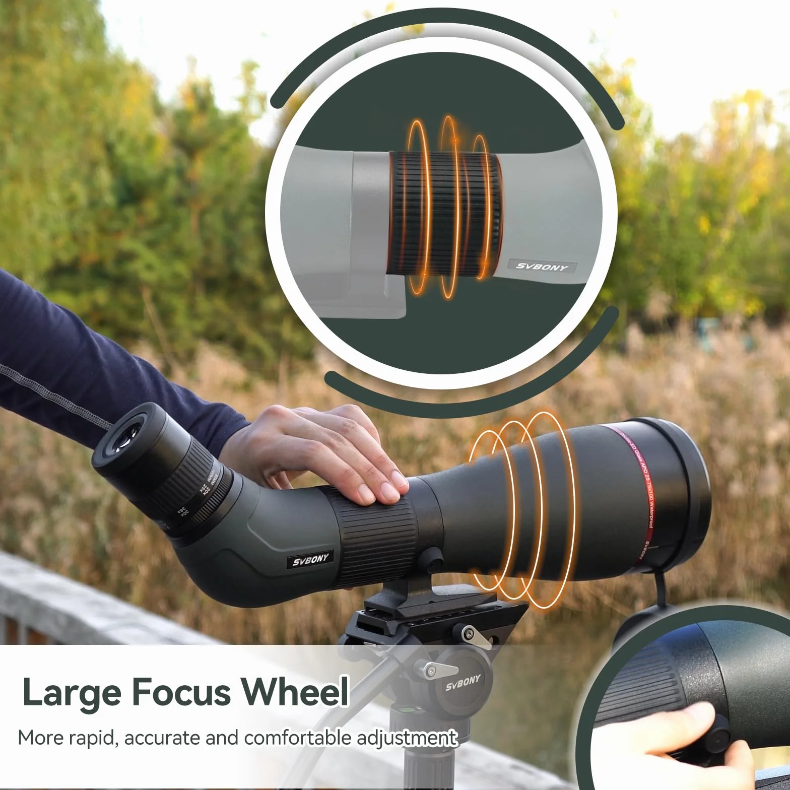 Svbony SA401 APO Cannocchiale, 25-75X100 Apocromatico Obiettivo con Doppia Lente ED FMC, Digiscoping Telescopio Spotting Scope Compatibile Con Fotocamera WIFI SC001 Impermeabili Birdwatching Uccelli