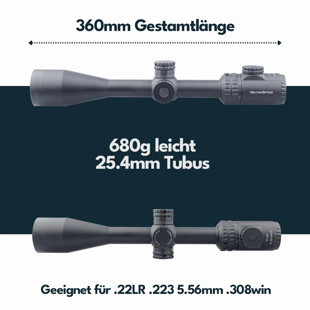 Vector Optics SCOL-32 Hugo 6-24x50 GT SFP Mirino telescopico per sport, airsoft e caccia, fucile ad aria compressa, mirino per bersaglio, cannocchiale per fucile, Rifle Scope, numerosi accessori