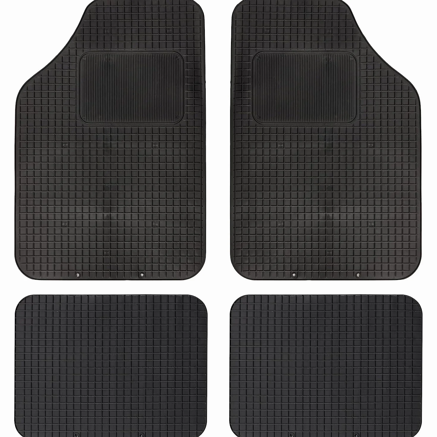 Tappetini Auto Gomma Universali Set 4 Pezzi Anteriore e Posteriori Pedali Antiscivolo Abitacolo PVC Plastica