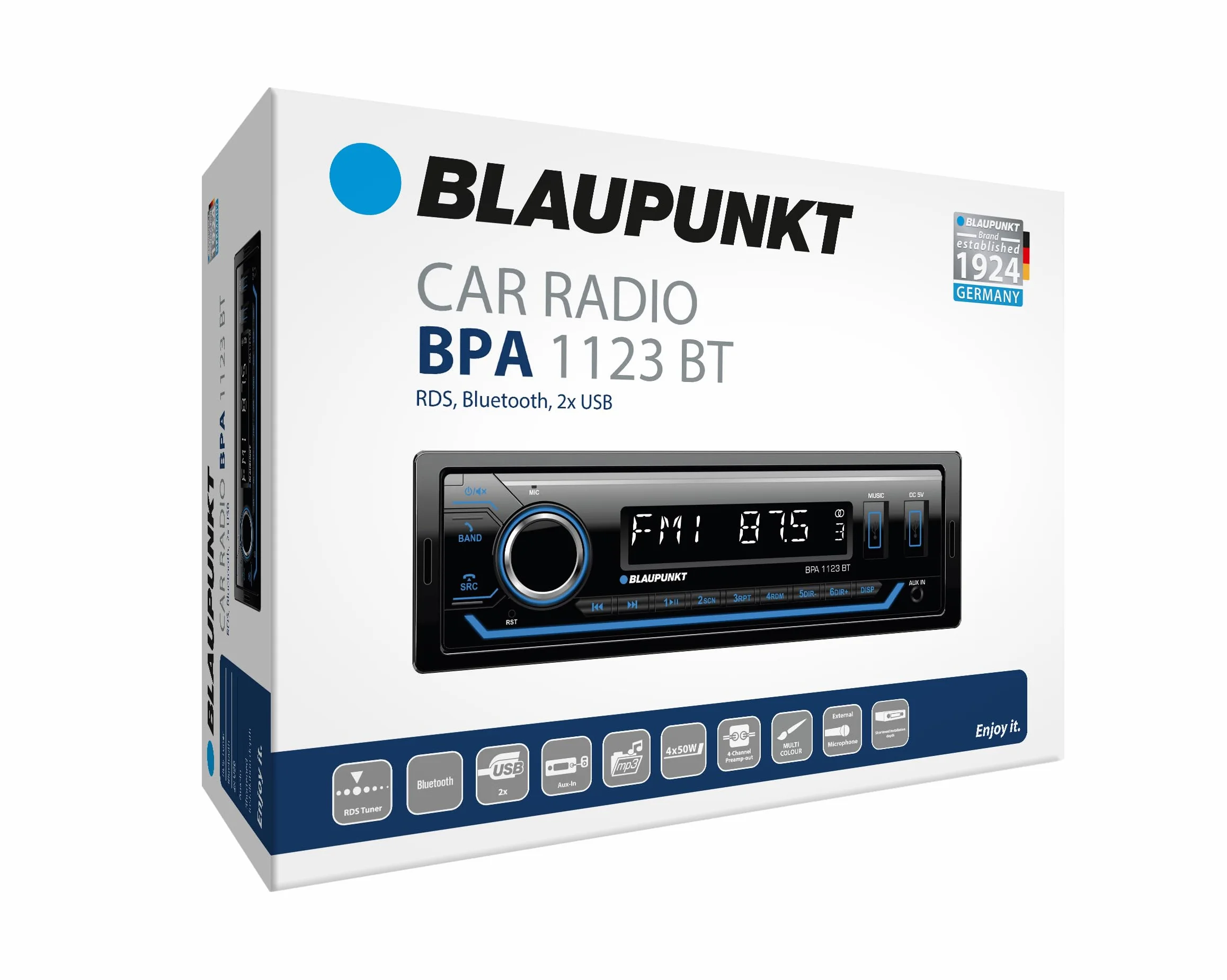 Blaupunkt BPA1123BT, Autoradio Multicolor con RDS, Bluetooth, 2 x USB