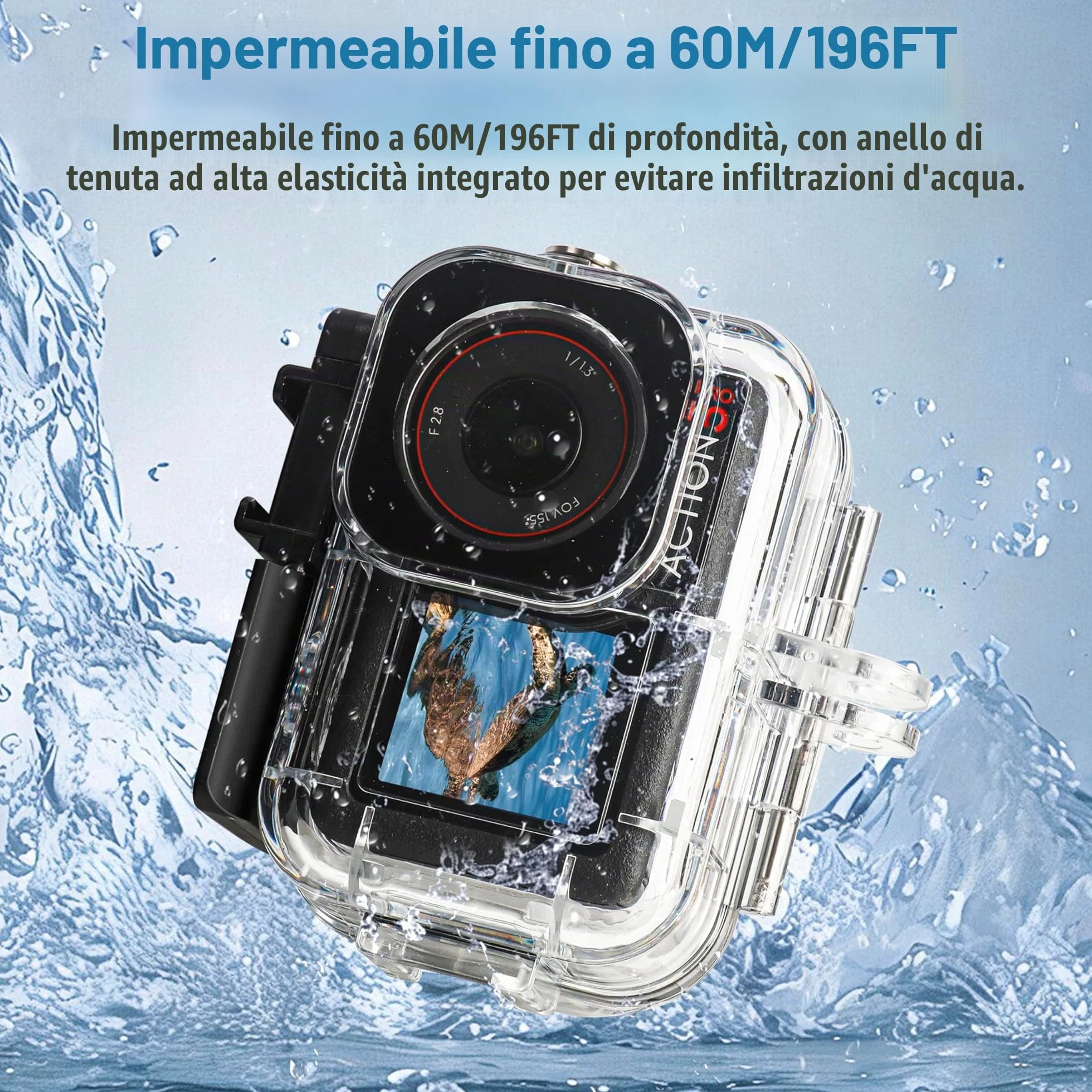 FitStill Custodia impermeabile da 50 m, 3 filtri e impugnatura galleggiante, compatibile con DJI Osmo Action 5 Pro, 4, 3, snorkeling, surf, wakeboard, kit di accessori