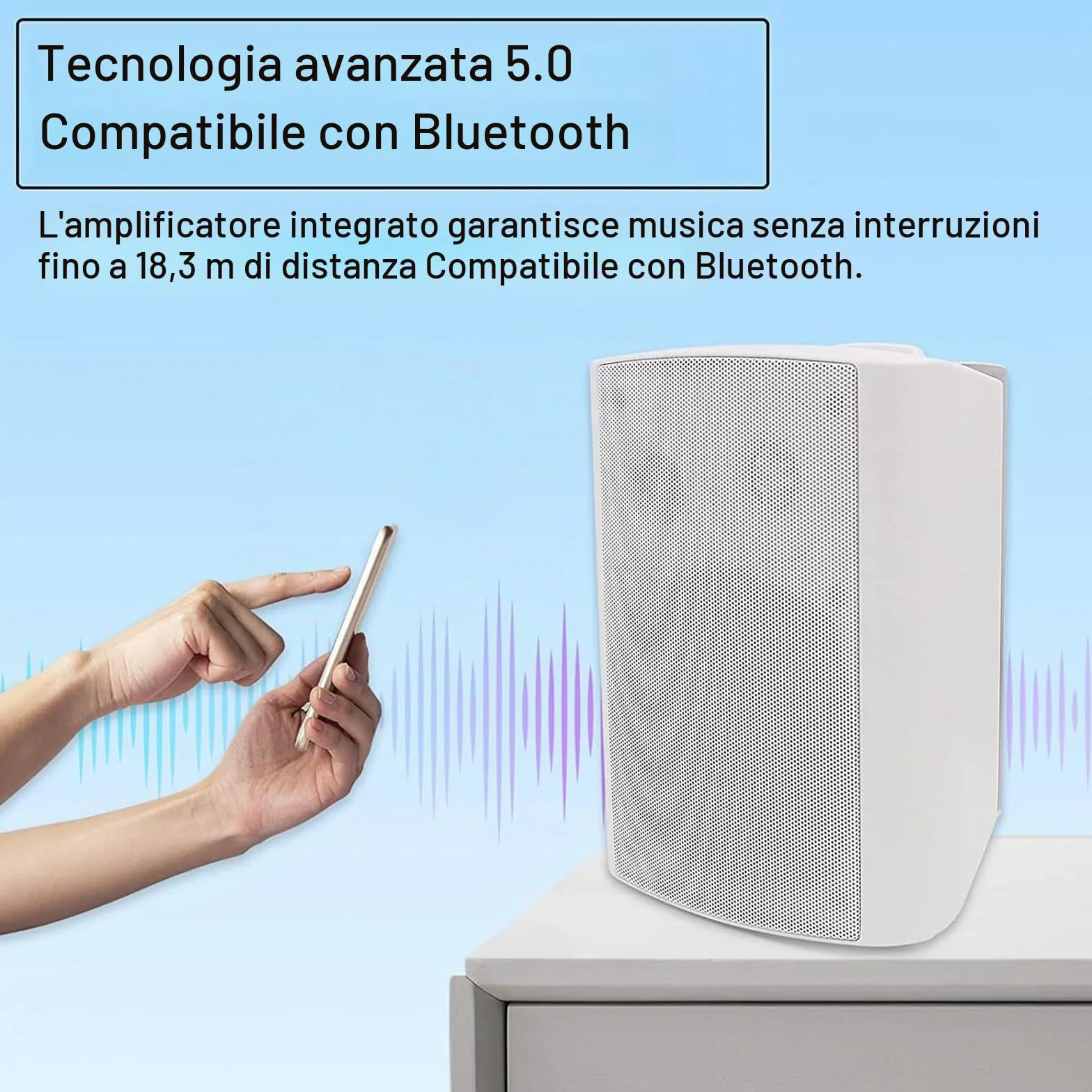 Herdio 5,25 pollici 300 Watt altoparlanti esterni Bluetooth