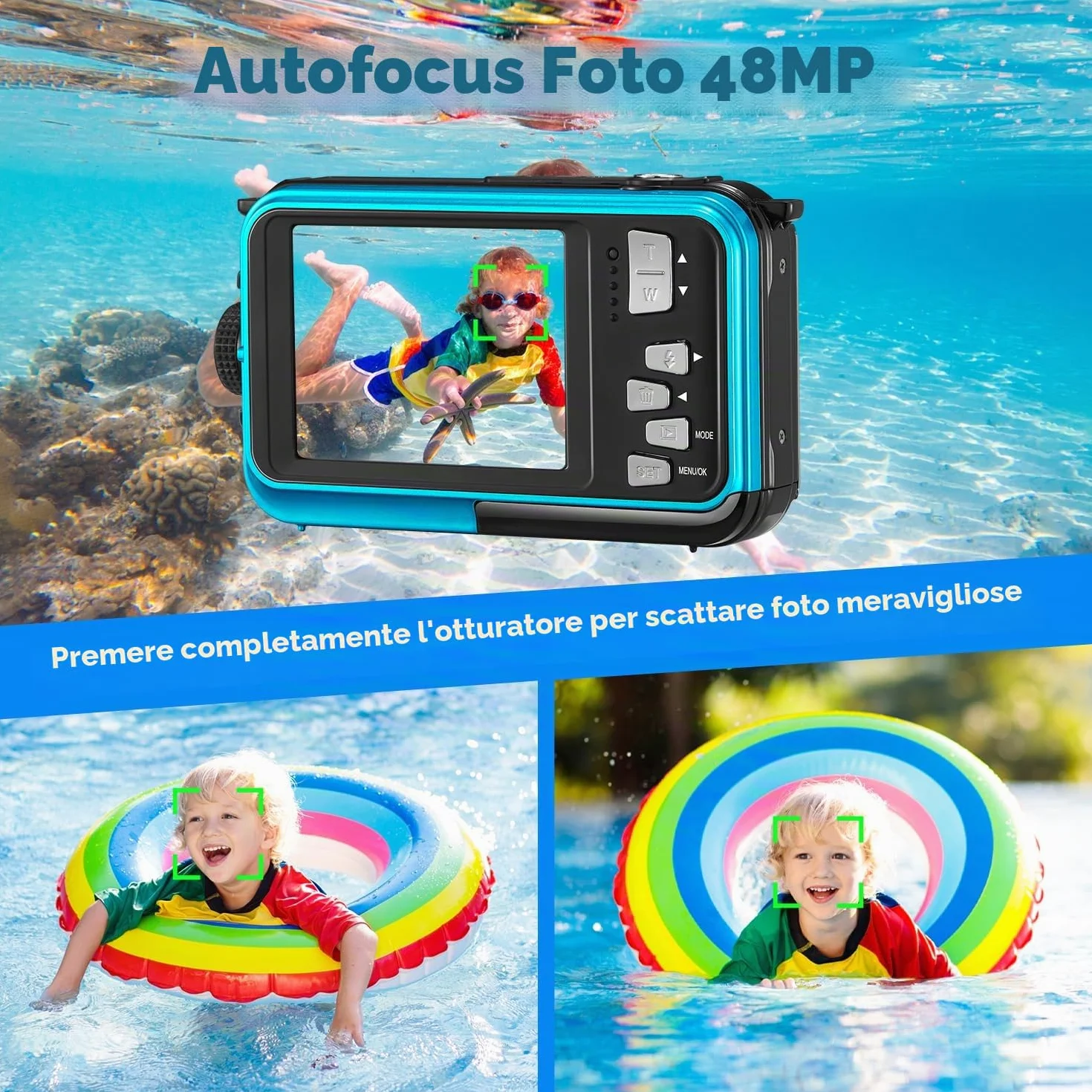 Fotocamere compatte Macchina fotografica digitale macchina fotografica digitale impermeabile Full HD 2.7K 48MP Zoom 16X Impermeabile Impermeabile Dual Kids Vibrationproof