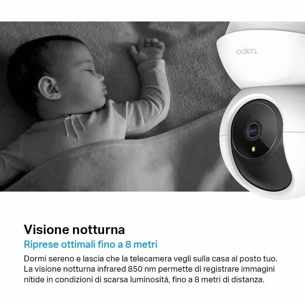 Tapo C210P2 Telecamera Wi-Fi Interno 2K 3MP Videocamera Sorveglianza Visione Notturna Alexa Google Assistant 2 Confezione