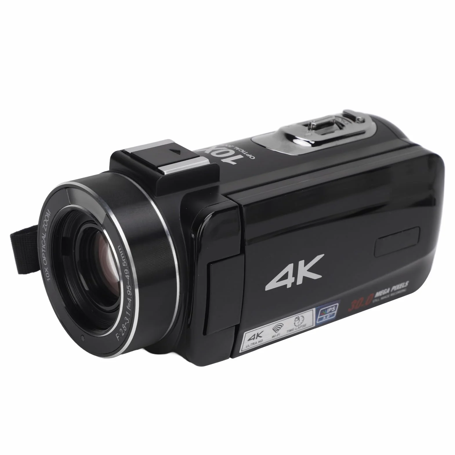 Yctze Videocamera HD con Zoom Ottico 4K 10X, Touch Screen IPS da 3 MP, Videocamera Anti-shake, Anti-shake a 6 Assi, Porta Hot-shoe per i Viaggi