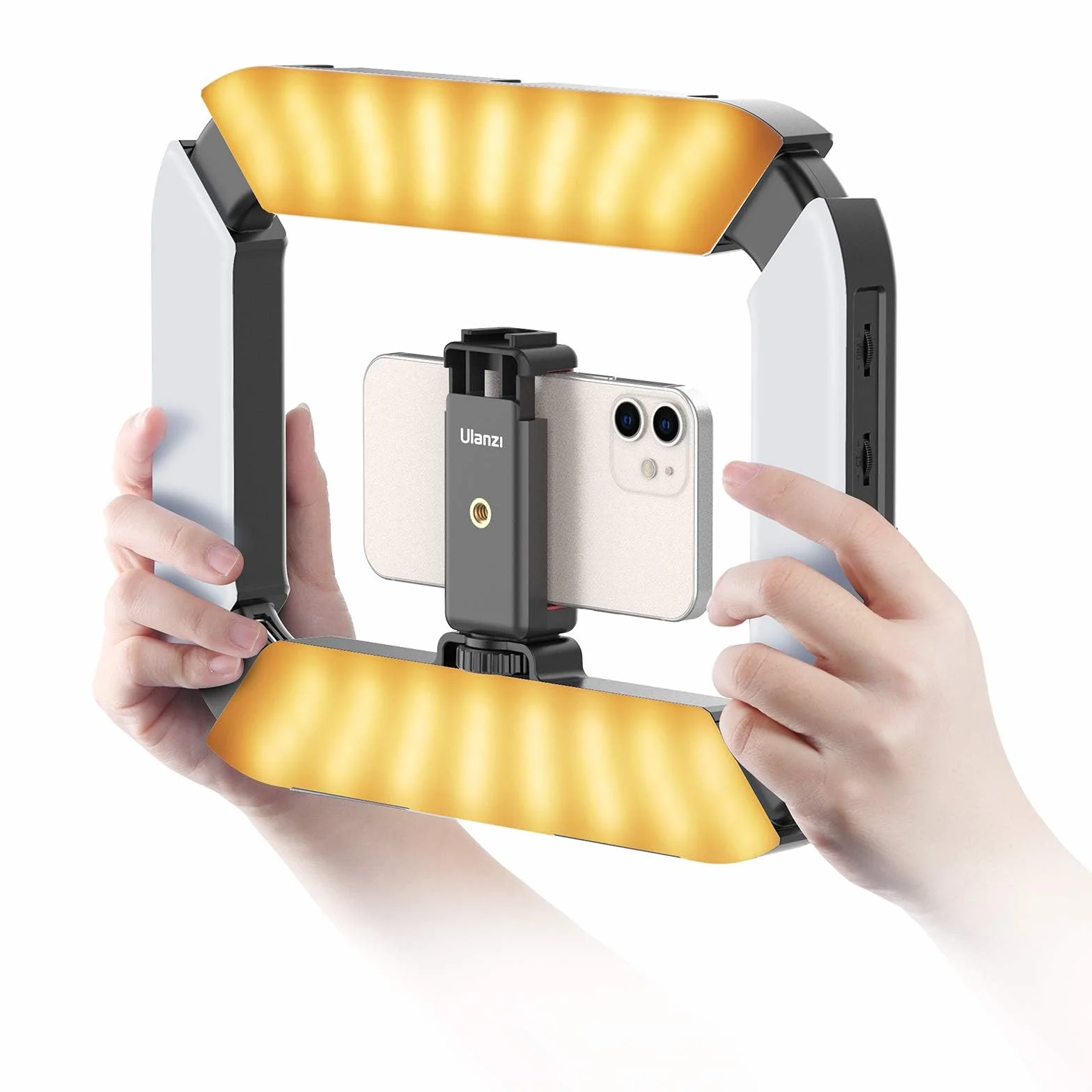 ULANZI Rig video per smartphone con luce, stabilizzatore portatile per telefono cellulare con luce ad anello 8500k Luce per selfie per filmaking Live Steam Tiktok YouTube Registrazione video, con
