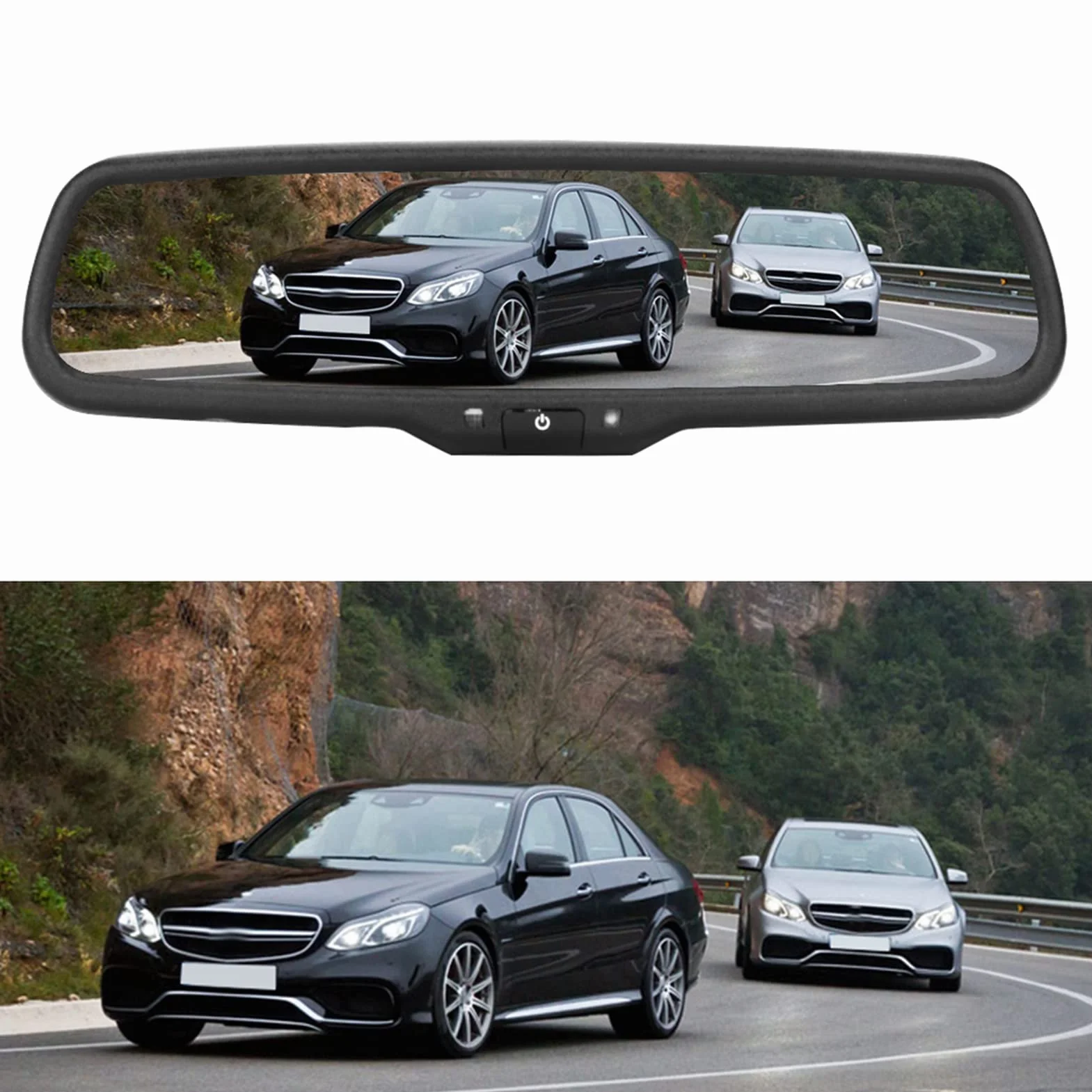 Monitor per Specchietto Retrovisore per Auto da 4,3 Pollici, Immagine di Retromarcia HD con Oscuramento Automatico con Staffa, per la Sicurezza del Parcheggio