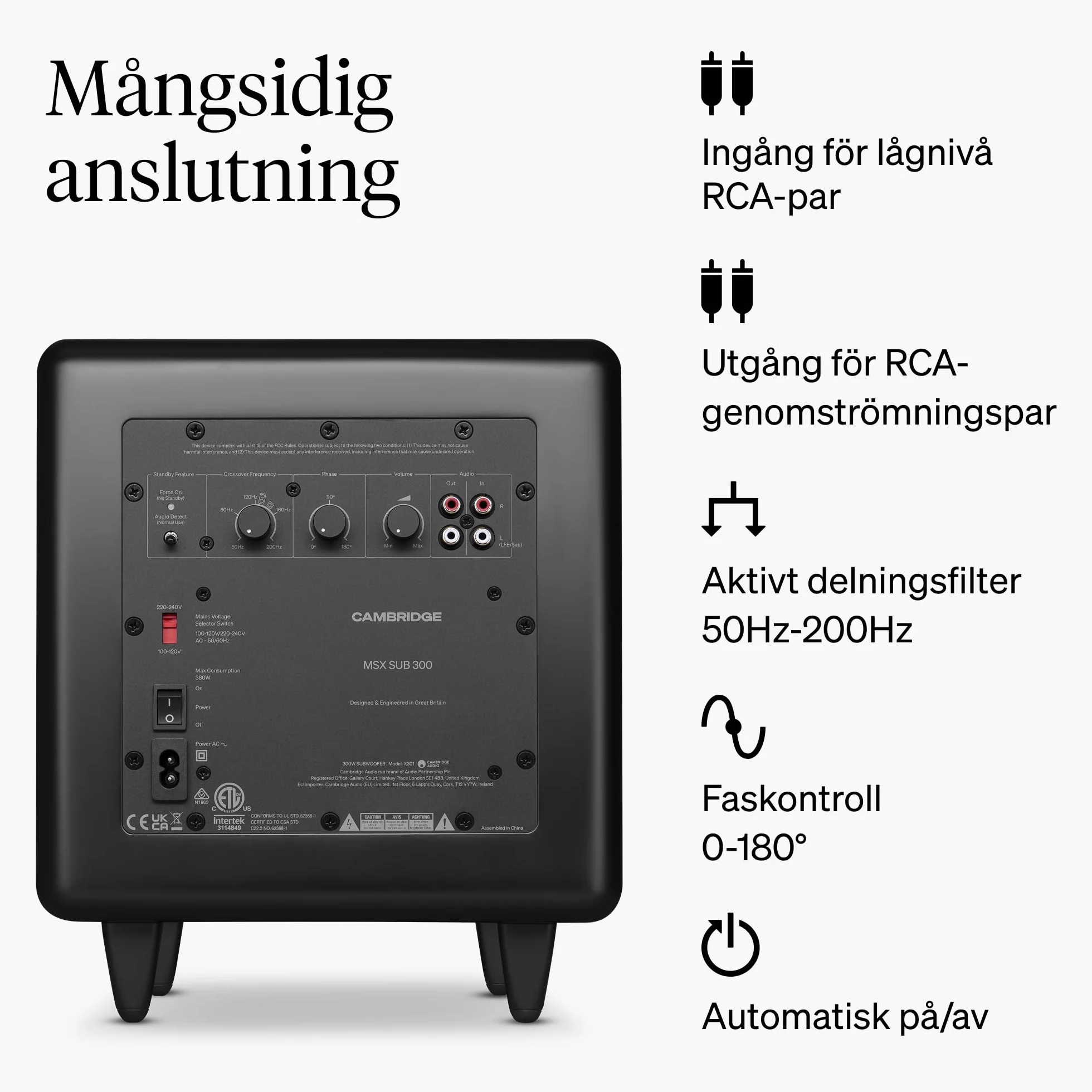 Cambridge Audio MSX SUB 300 Subwoofer Attivo 300W Doppi Driver Nero